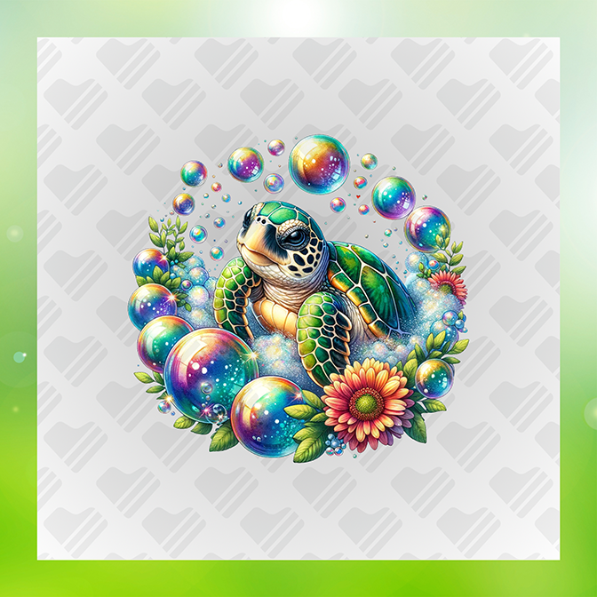 Glitter Look No Mess Turtle Flowers Ver.2 Sticker