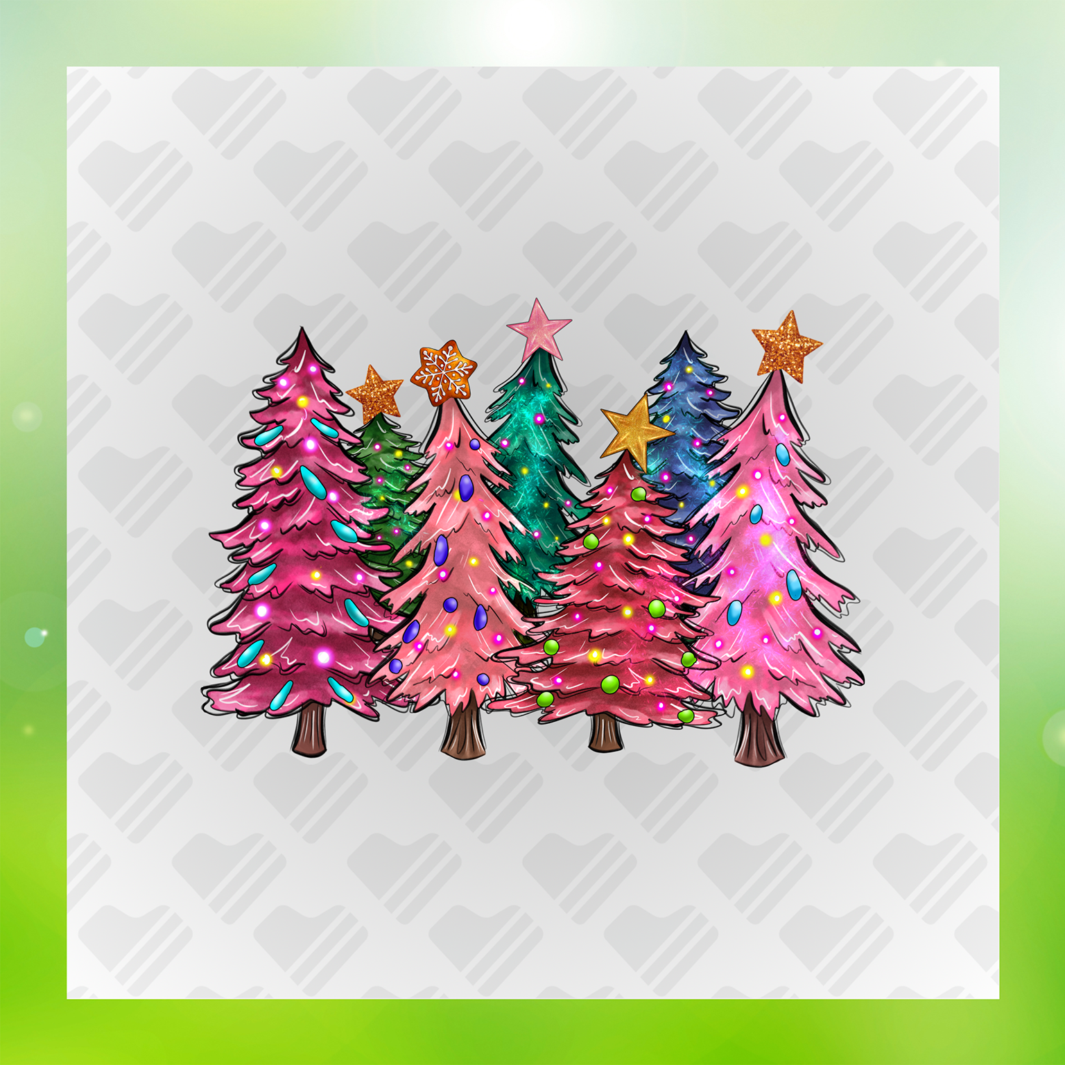Christmas Tree With Lights Transfer