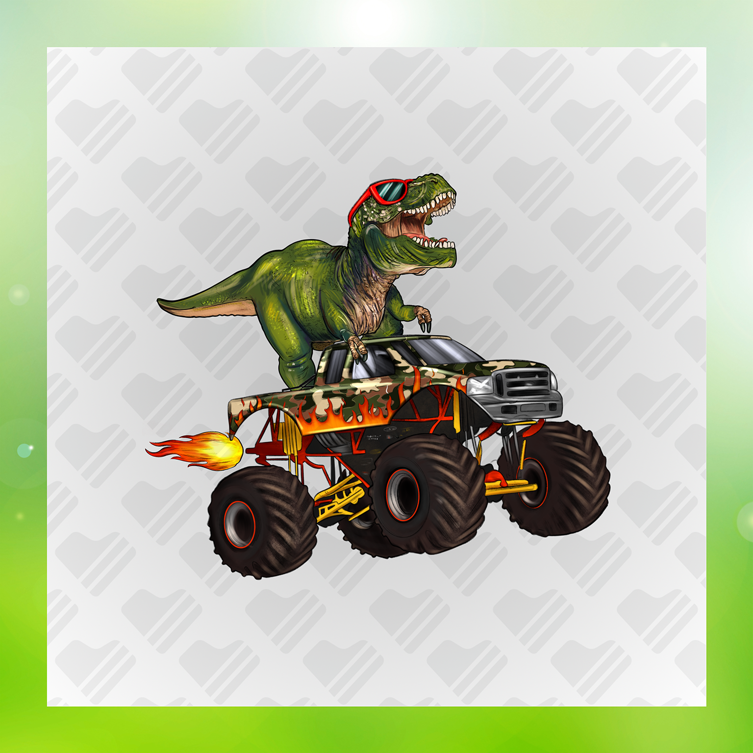 Monster Truck And T-Rex Transfer