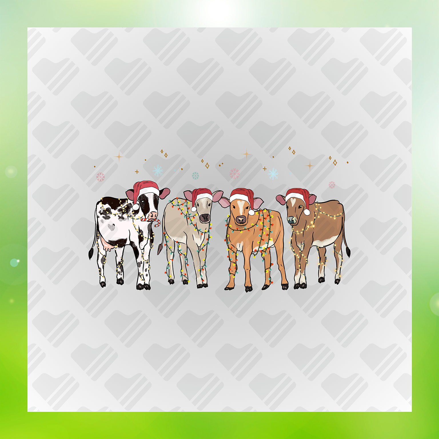 Cows With Christmas Lights Transfer