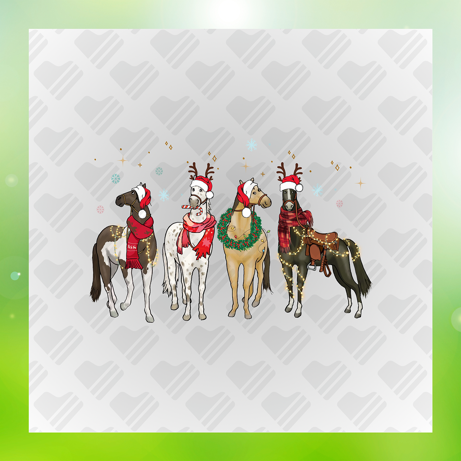Horses With Christmas Lights Transfer