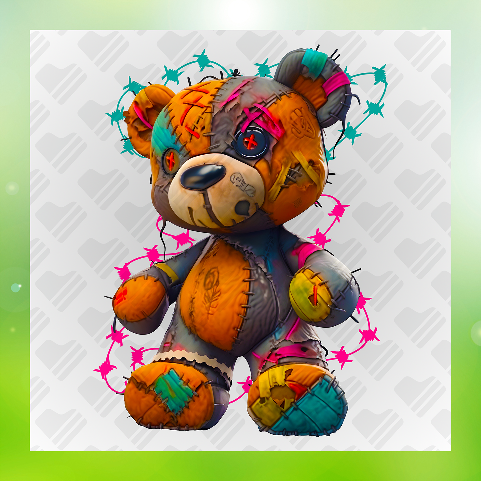Voodoo Teddy Barbwire Transfer
