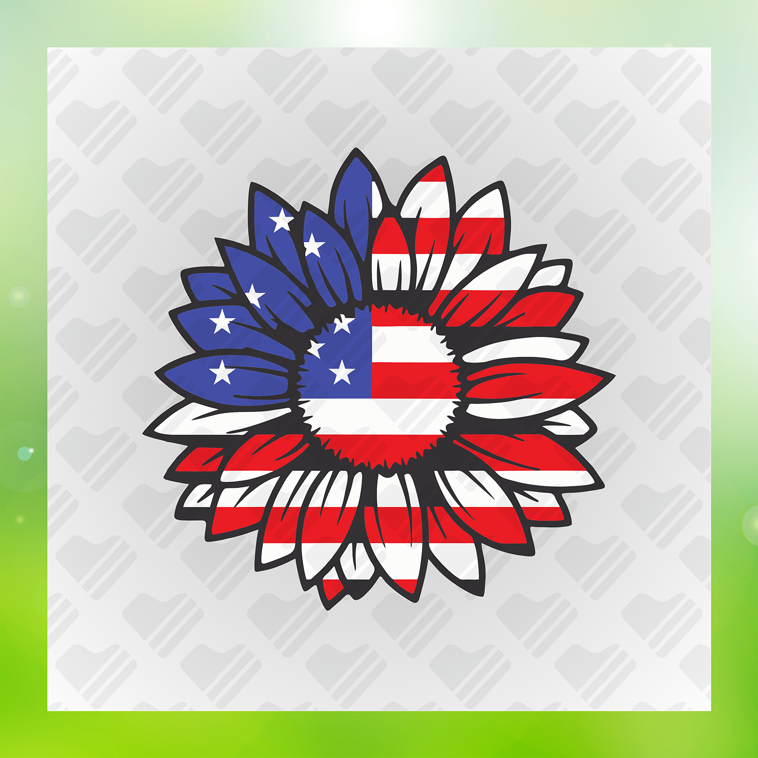 American FlagThemed Sunflower Transfer