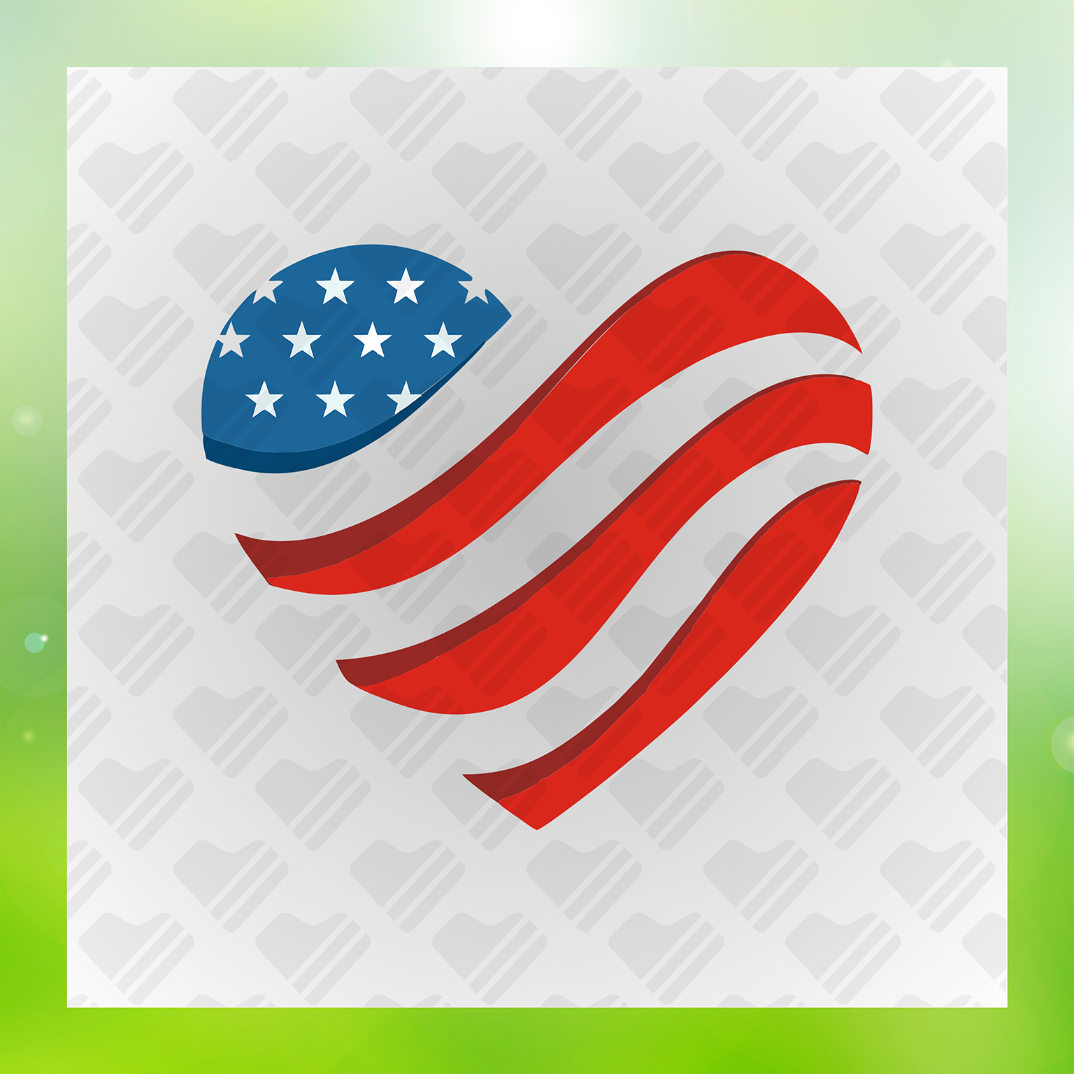 American Flag Wave Themed Heart Shape Transfer