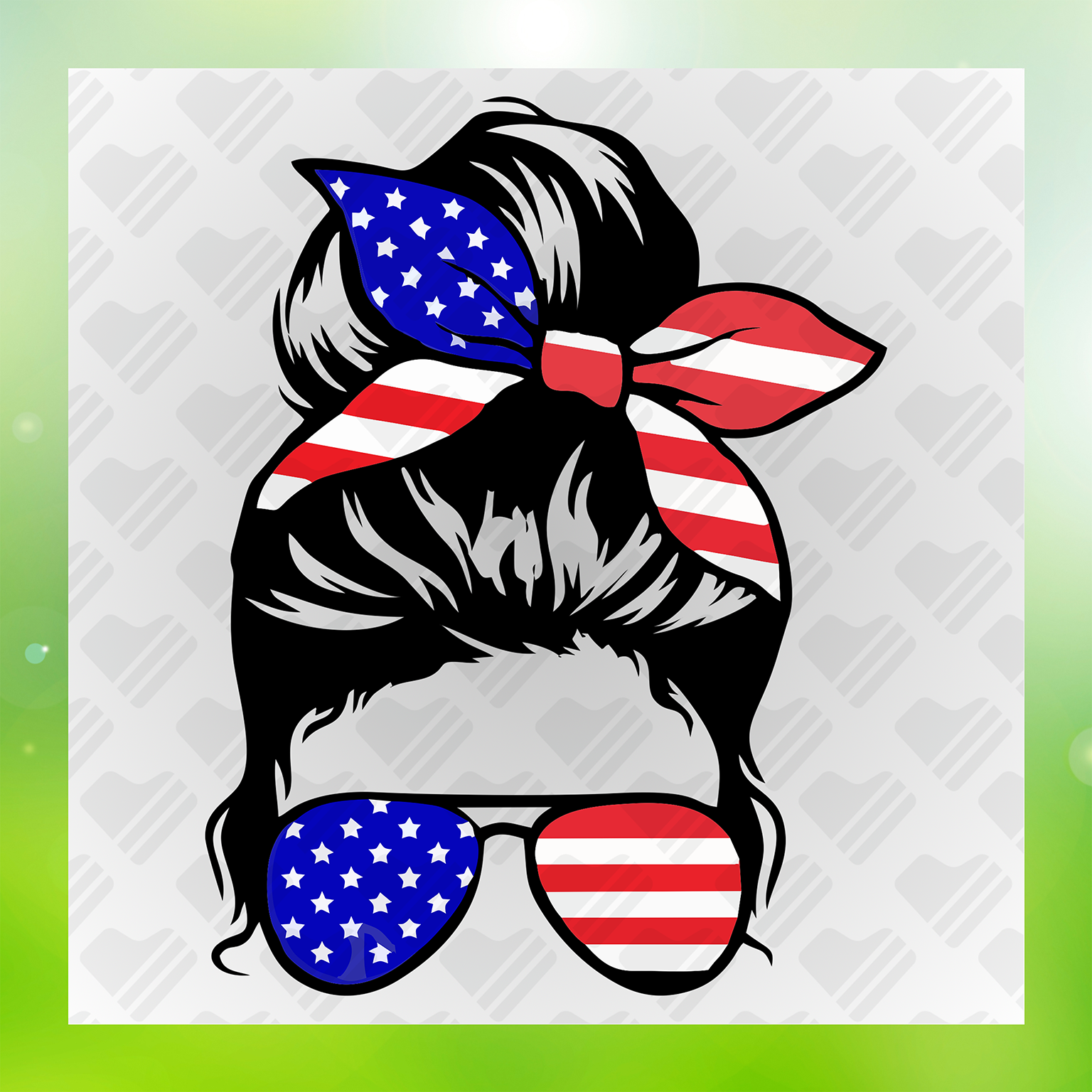 American Flag Bandana And Sunglasses Transfer