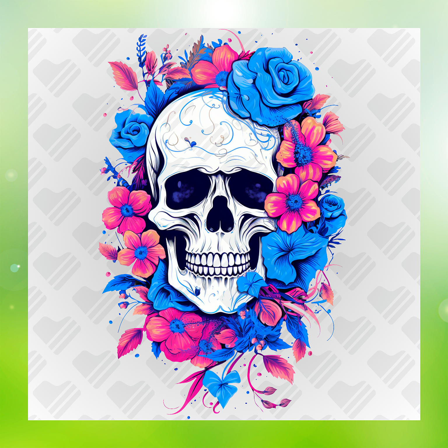 Floral Skull Transfer