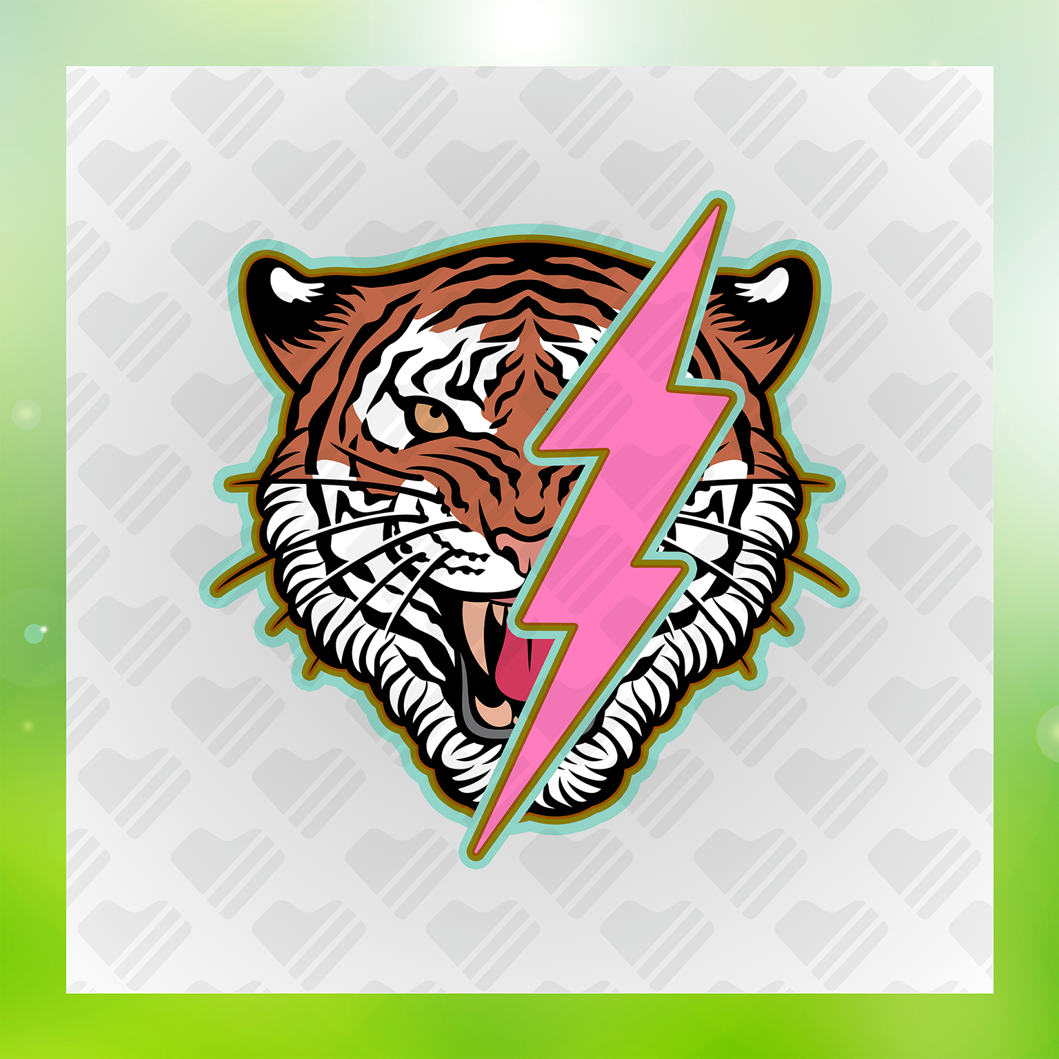 Tiger And Pink Lightning Bolt Transfer