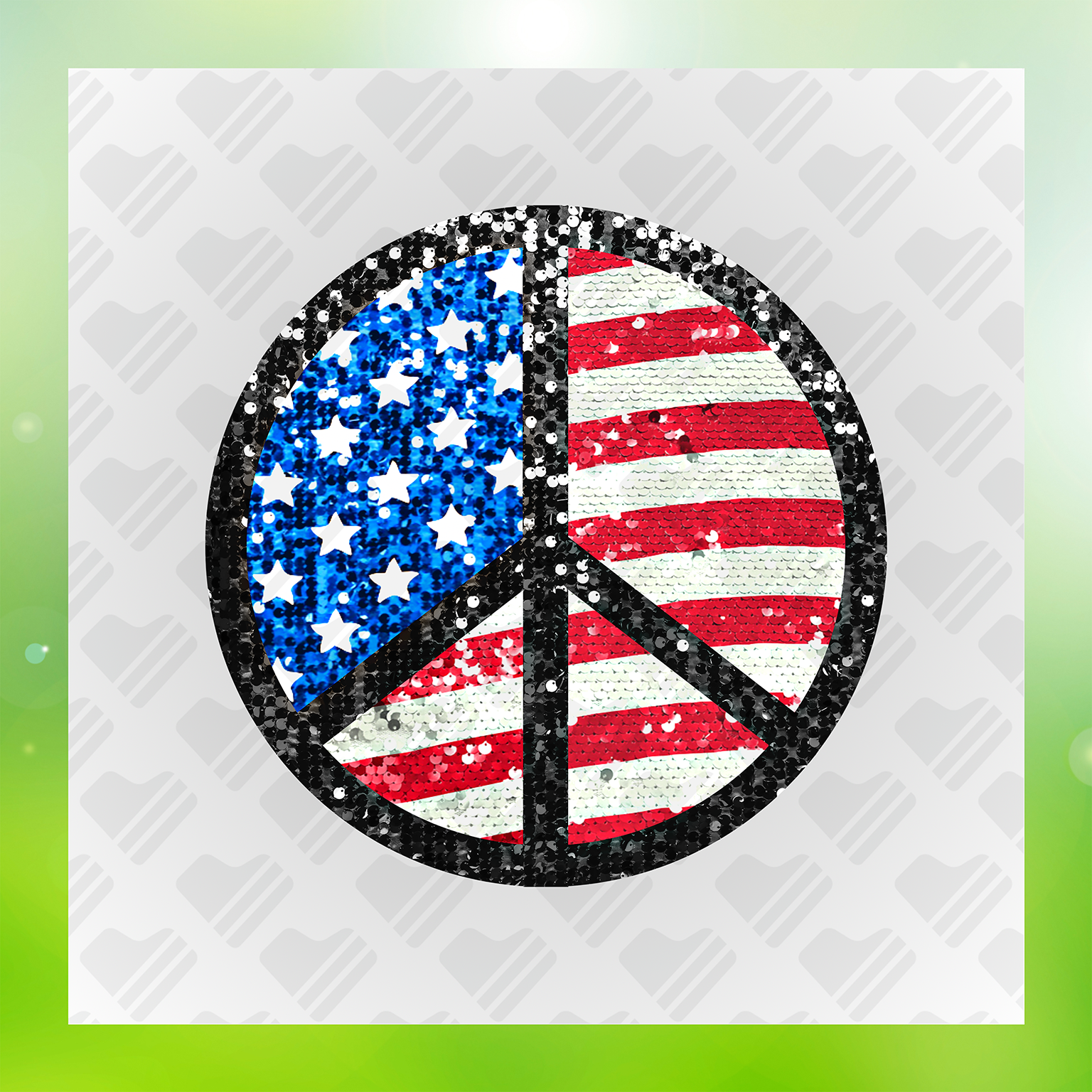 American Flag Peace Sign Colorful Transfer