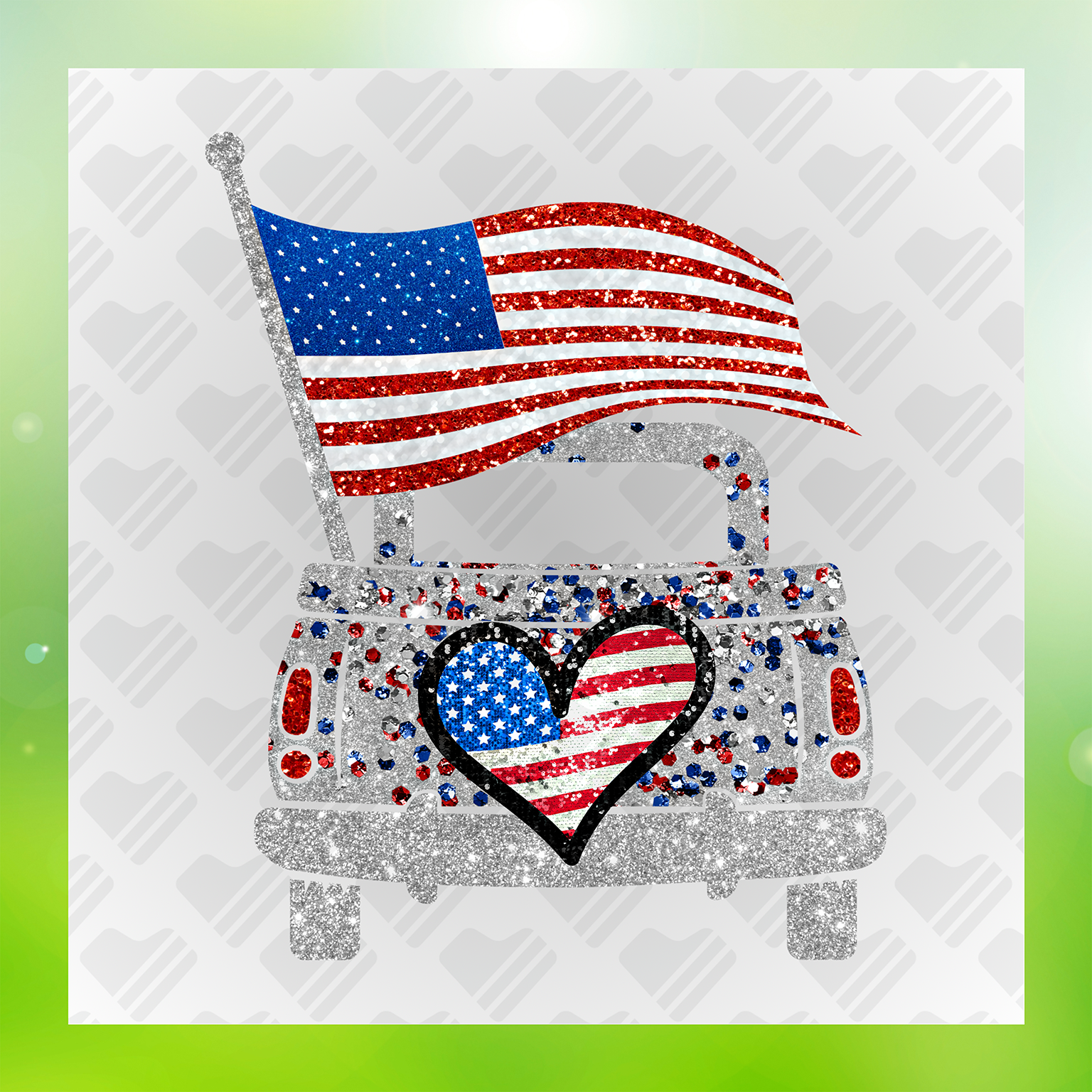 Stars And Stripes On Wheels Transfer