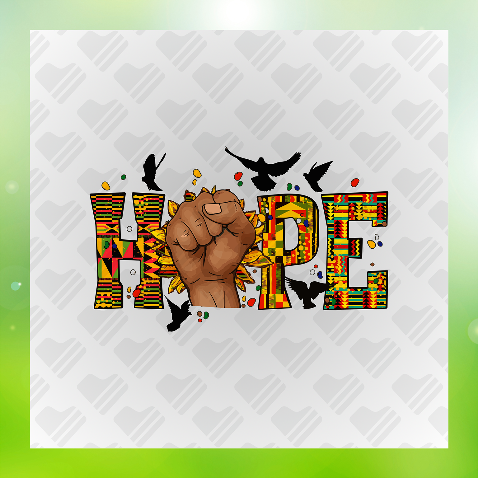 Hope Fist & Birds Design Transfer