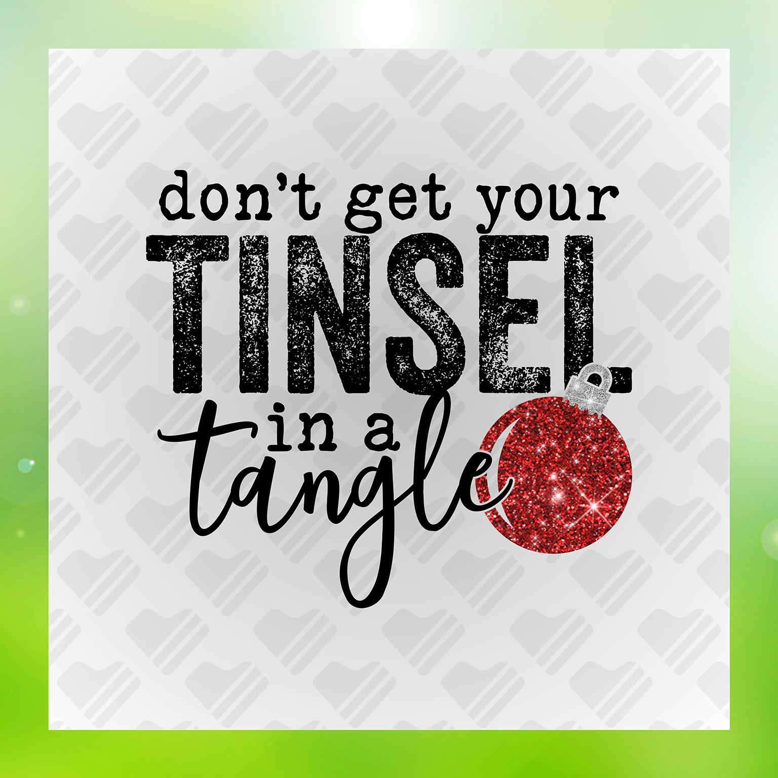 Red Tinsel In A Tangle Black Transfer