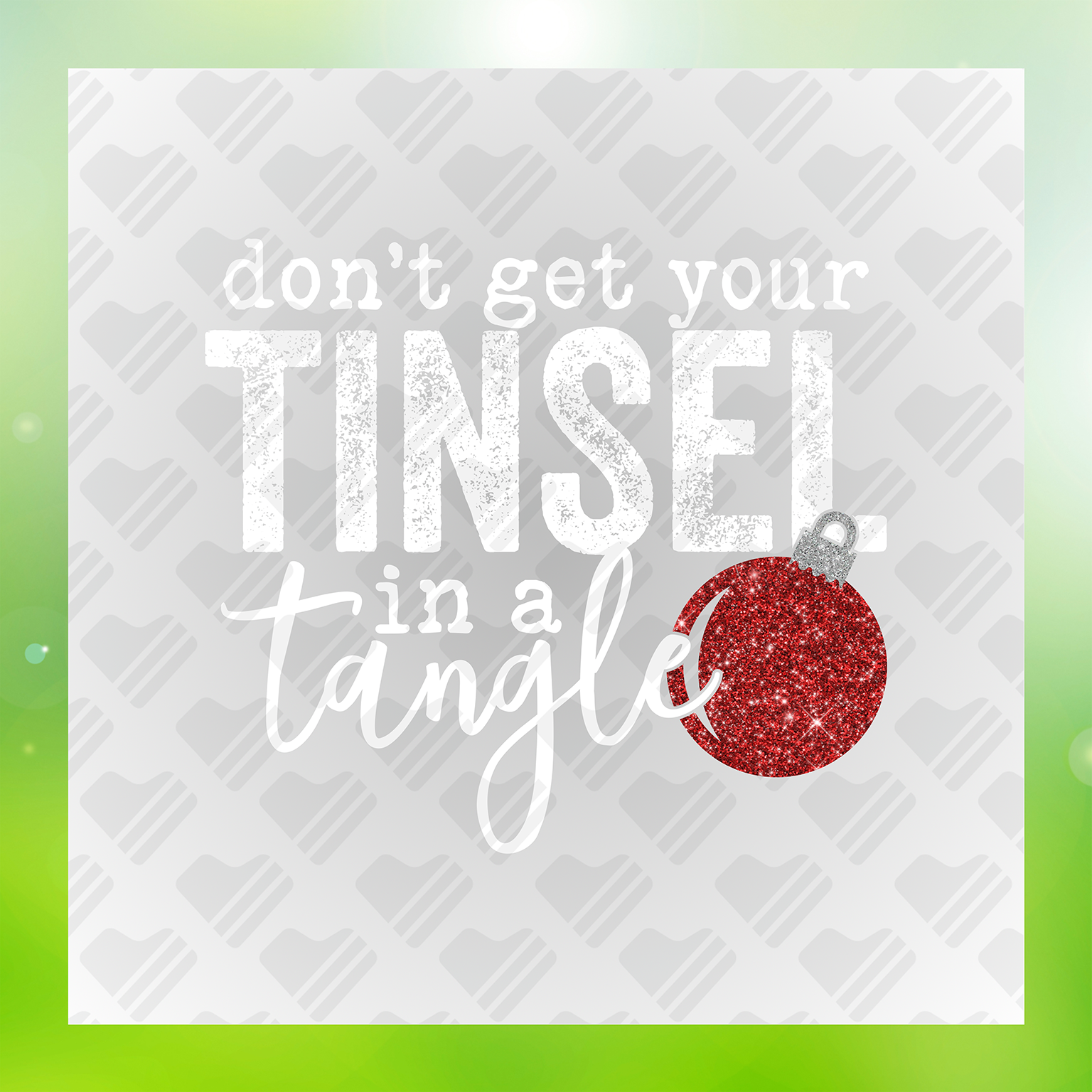 Red Tinsel In A Tangle White Transfer