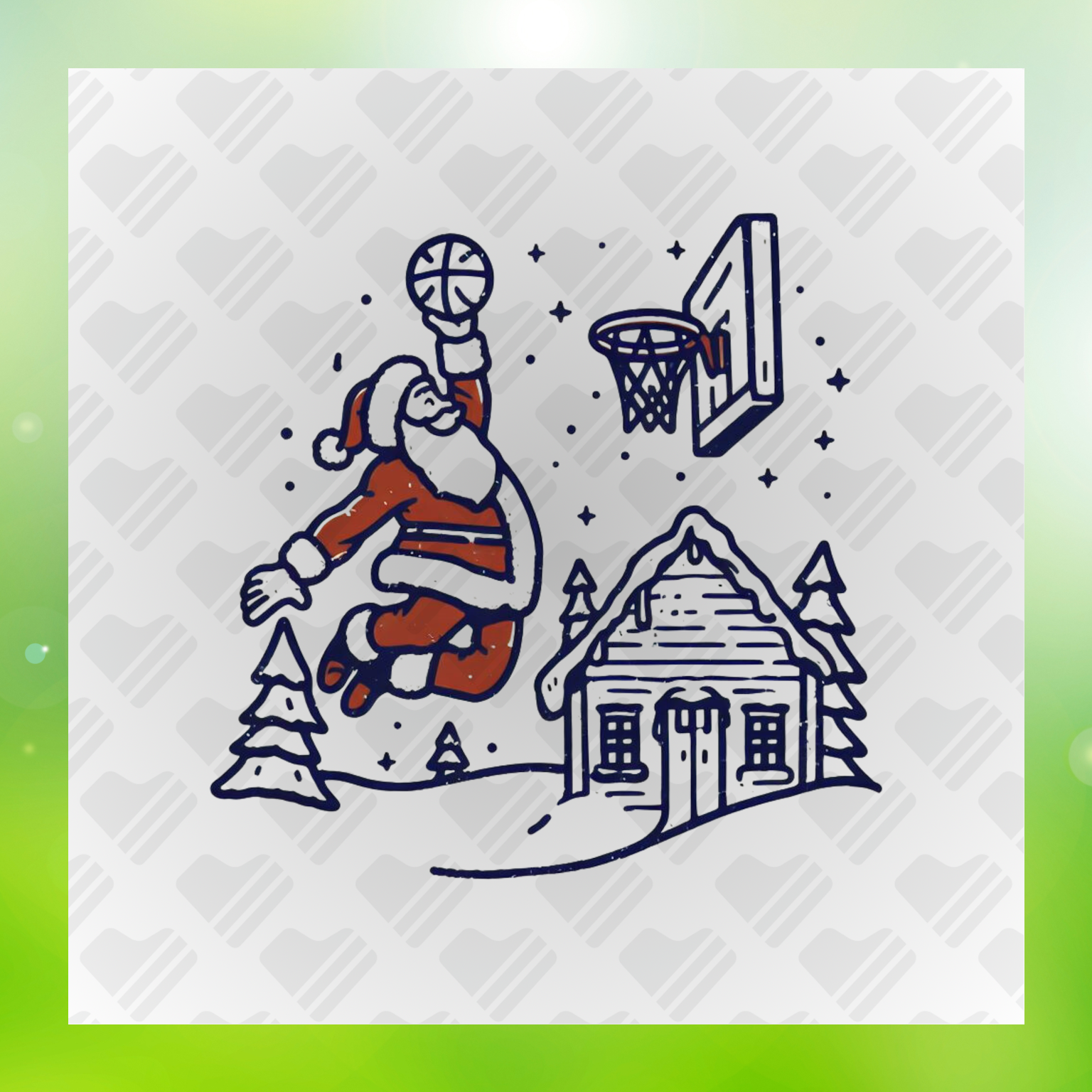 Santa Claus Playing Basketball Transfer