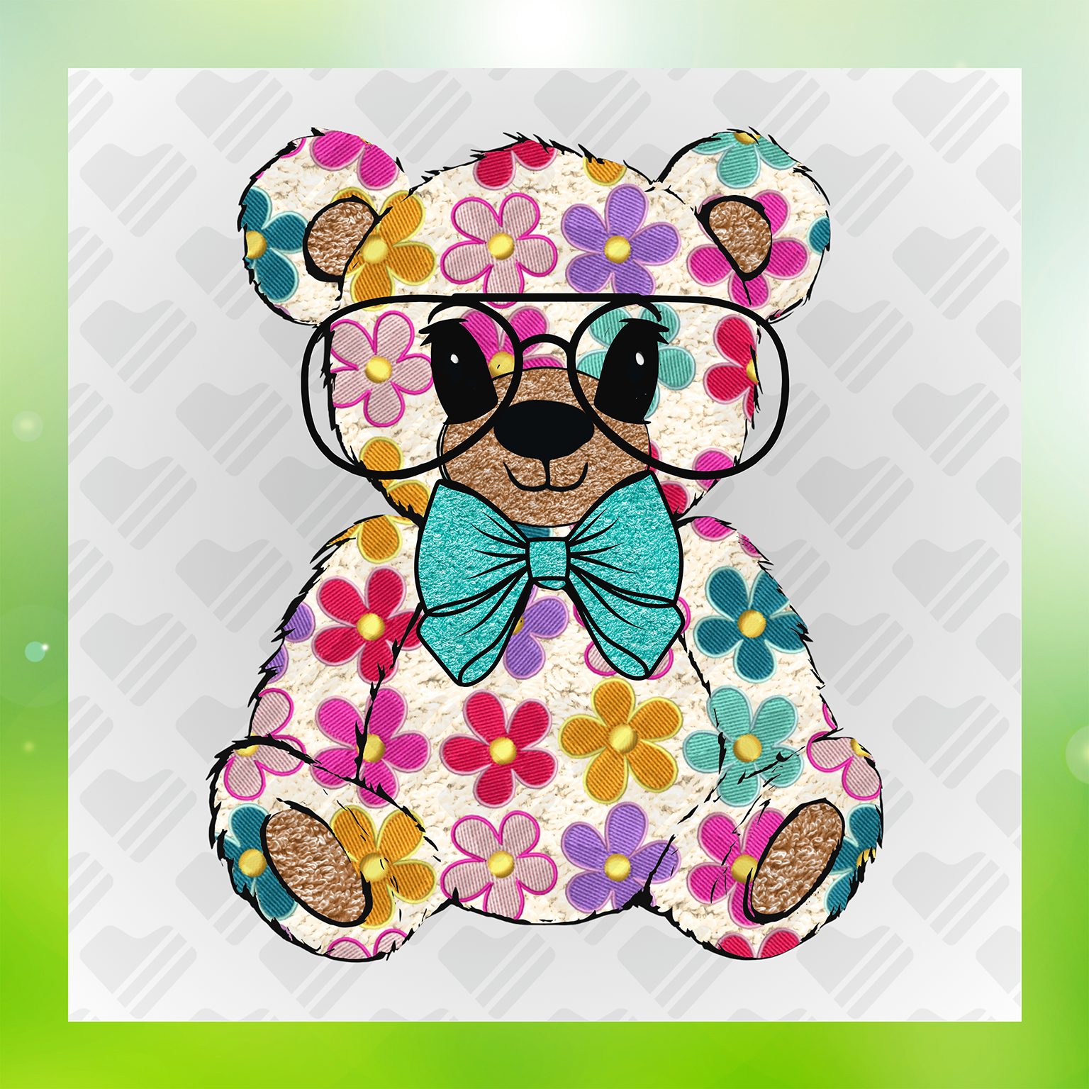 Teddy In Floral Transfer