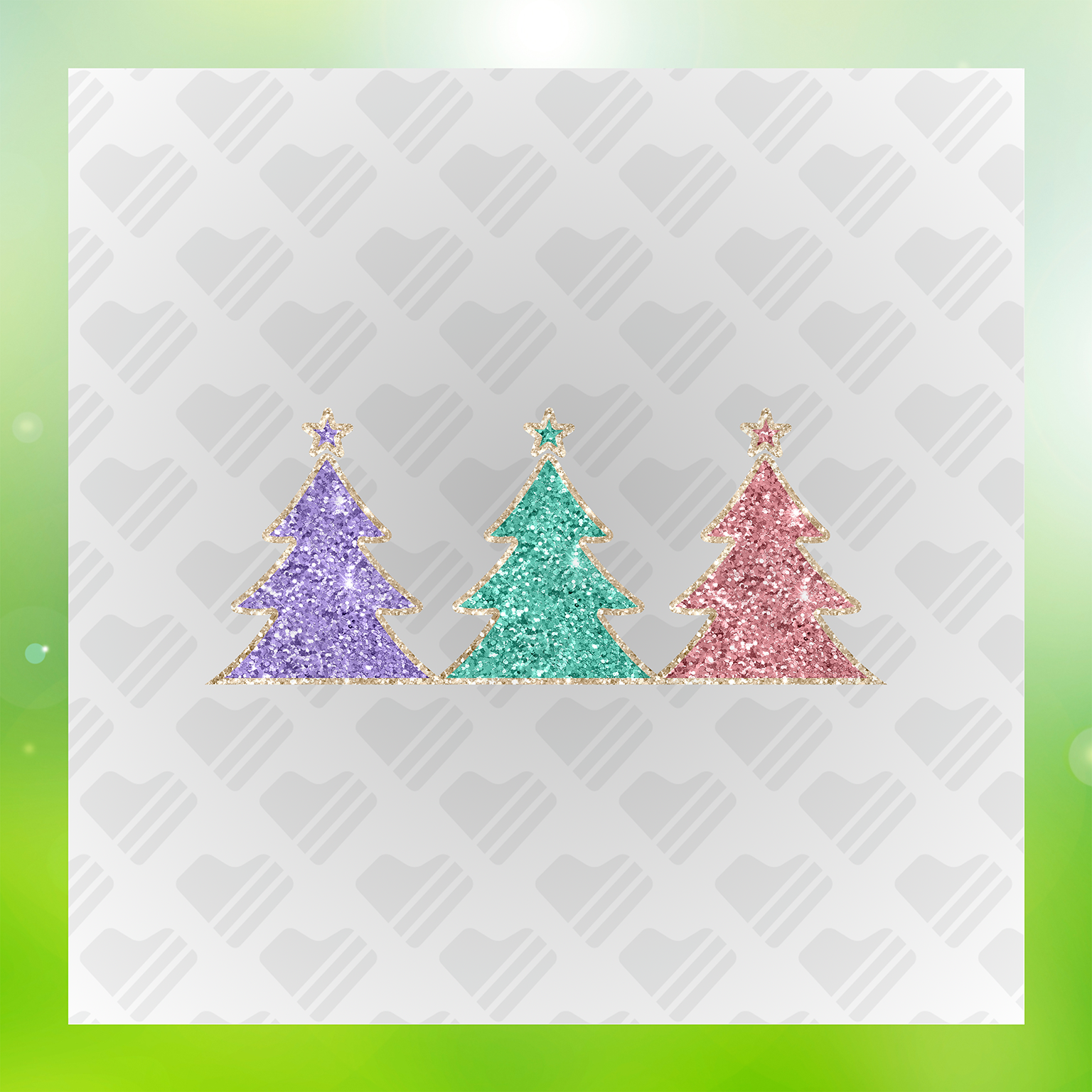 Christmas Trees Faux Glitter Transfer