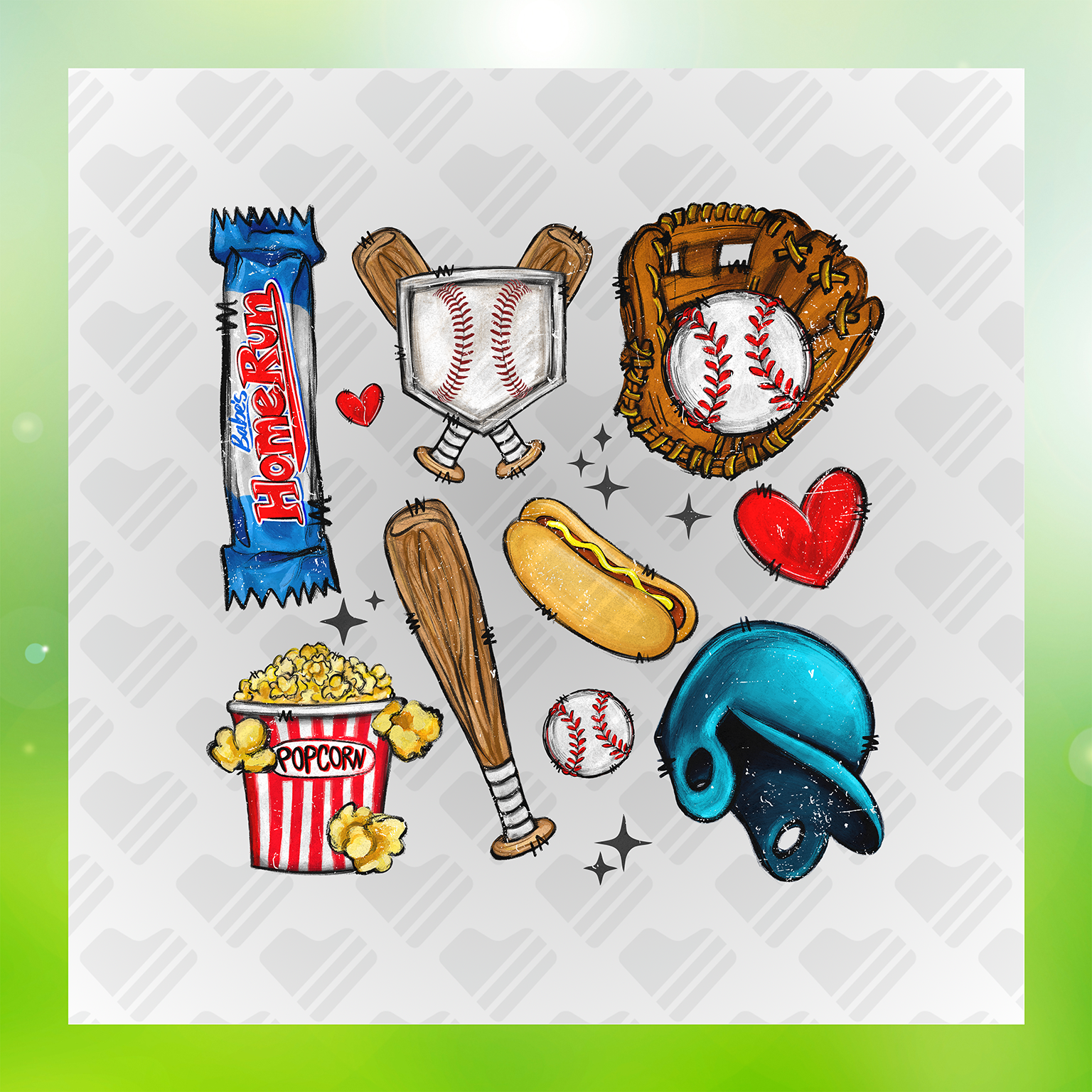 Popcorn Babes Home Run Transfer