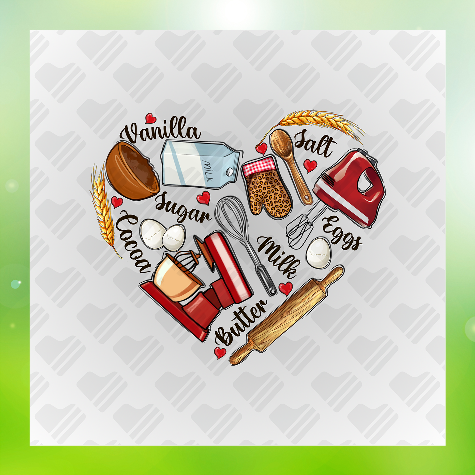 Vanilla Sugar Cocoa Salt Milk Eggs Butter Transfer