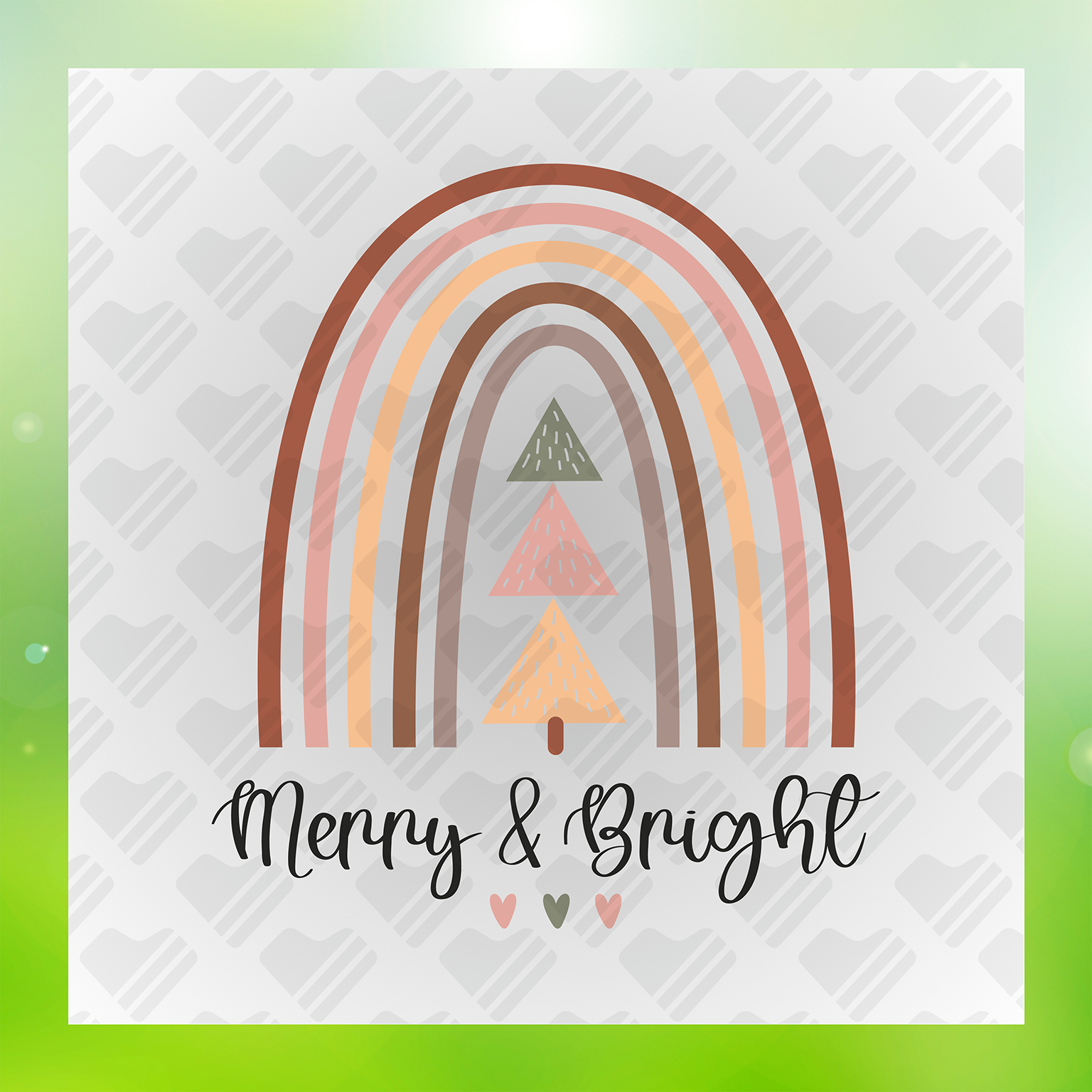 Boho Christmas Merry & Bright Transfer