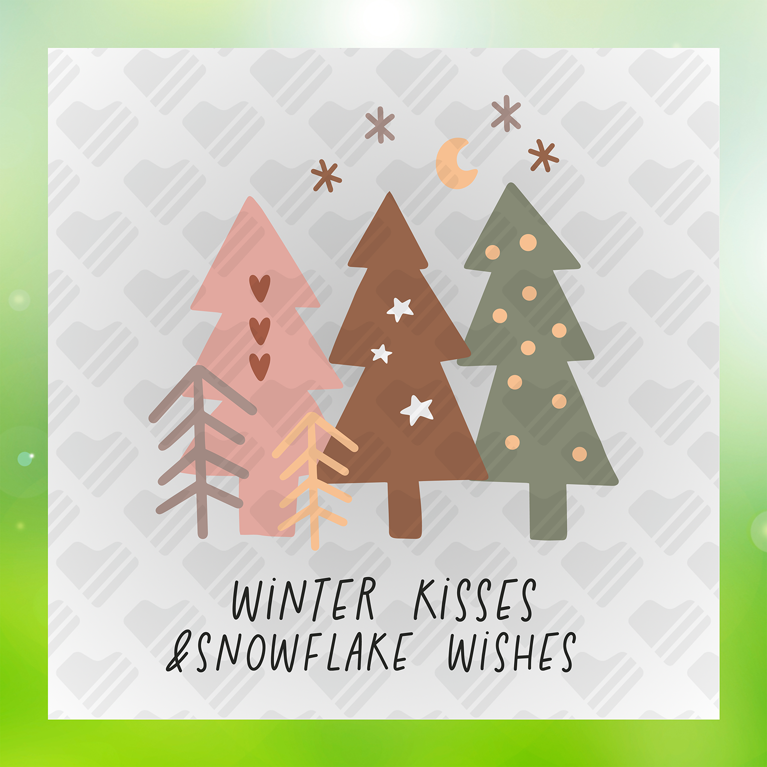 Boho Christmas Winter Kisses Transfer