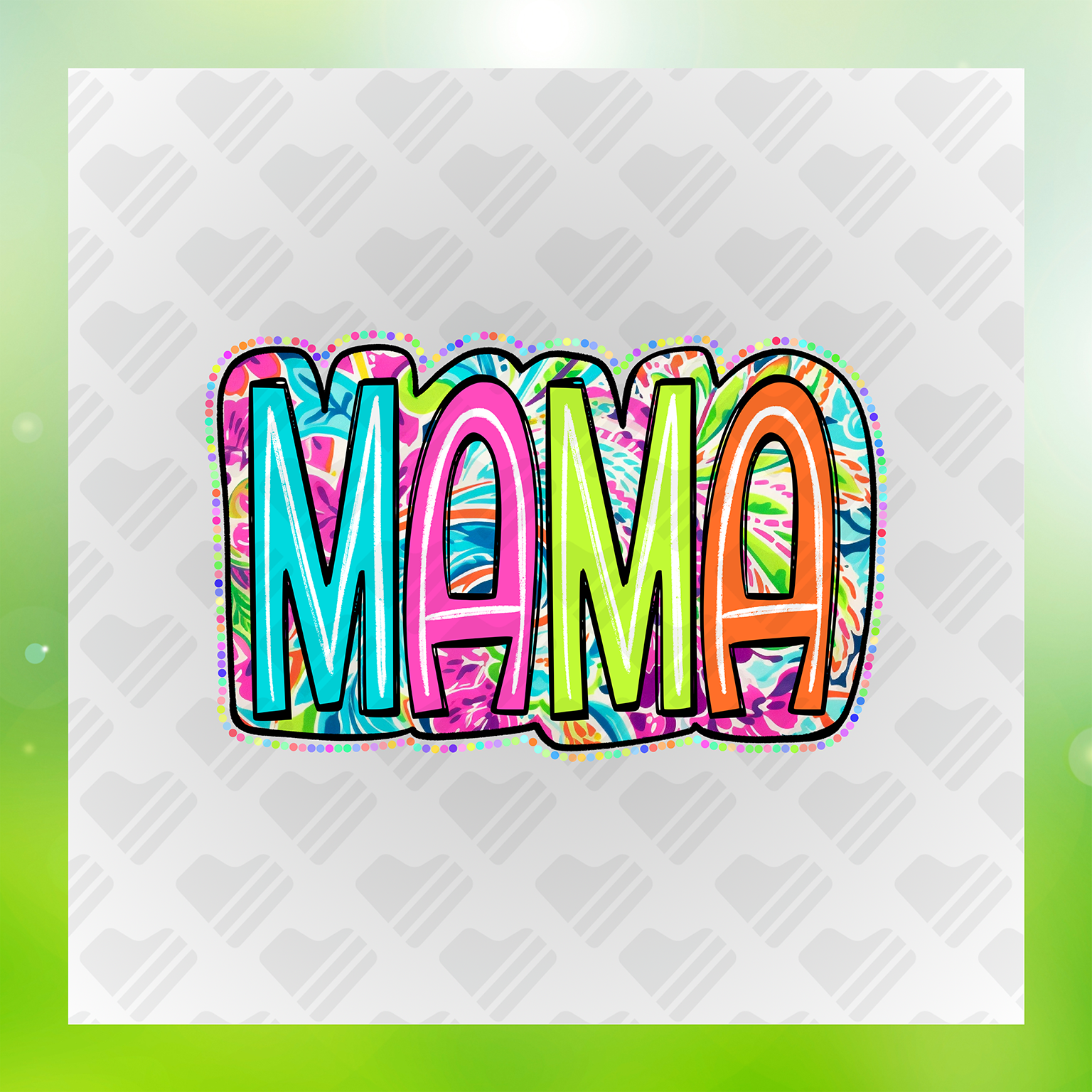 Psychedelic Groove 'Mama', Funky & Bold Colorful RetroStyled Transfer
