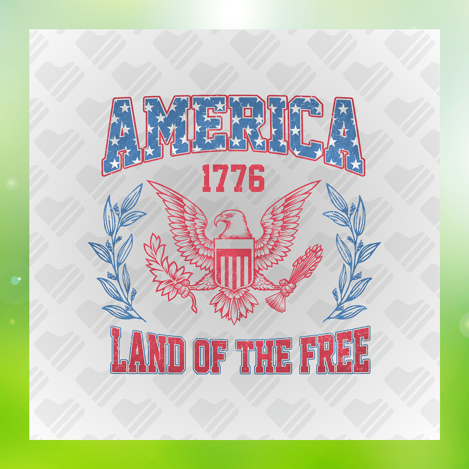 America 1776 Land Of The Free Colorful Transfer