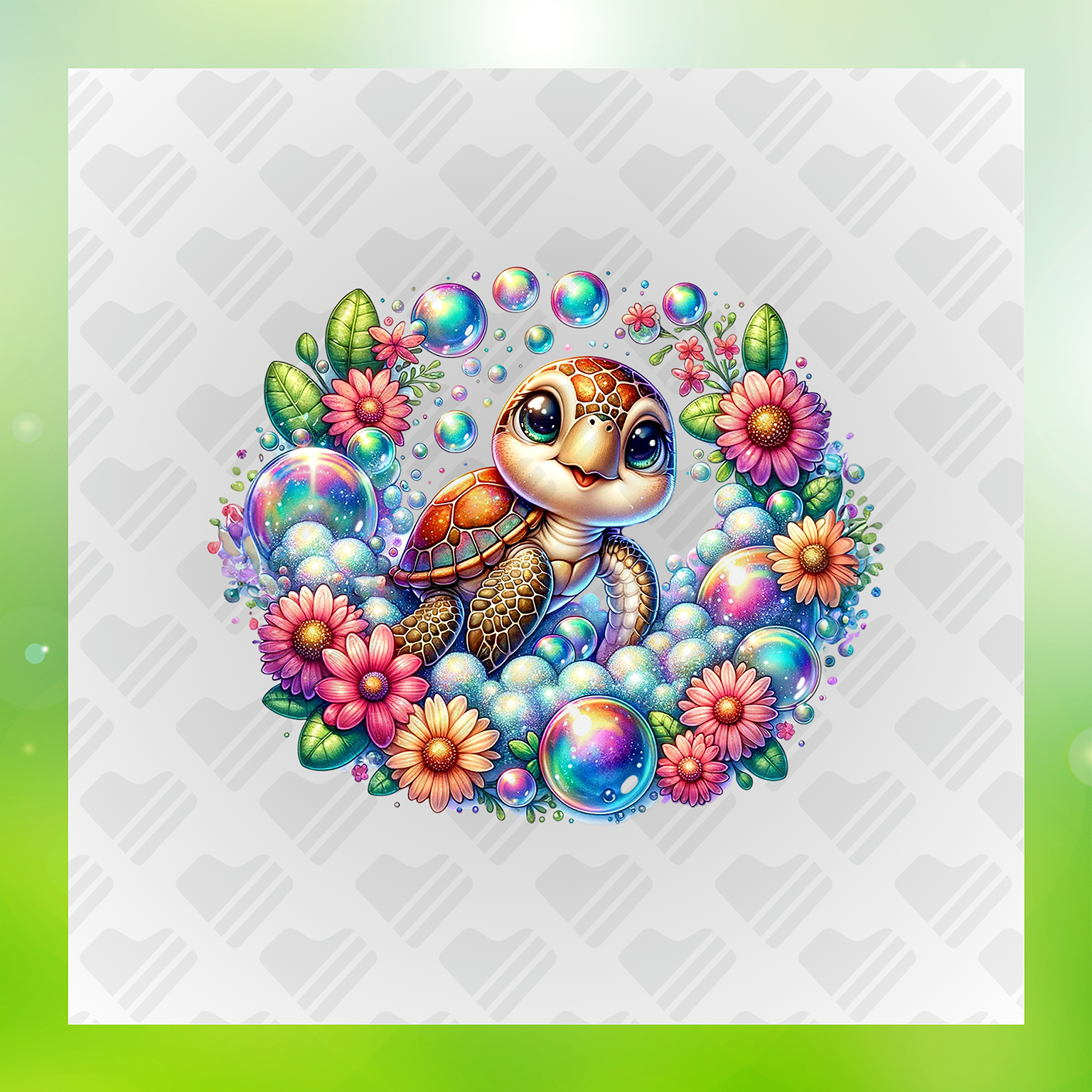 Enchanted Baby Sea Turtle Clipart Transfer