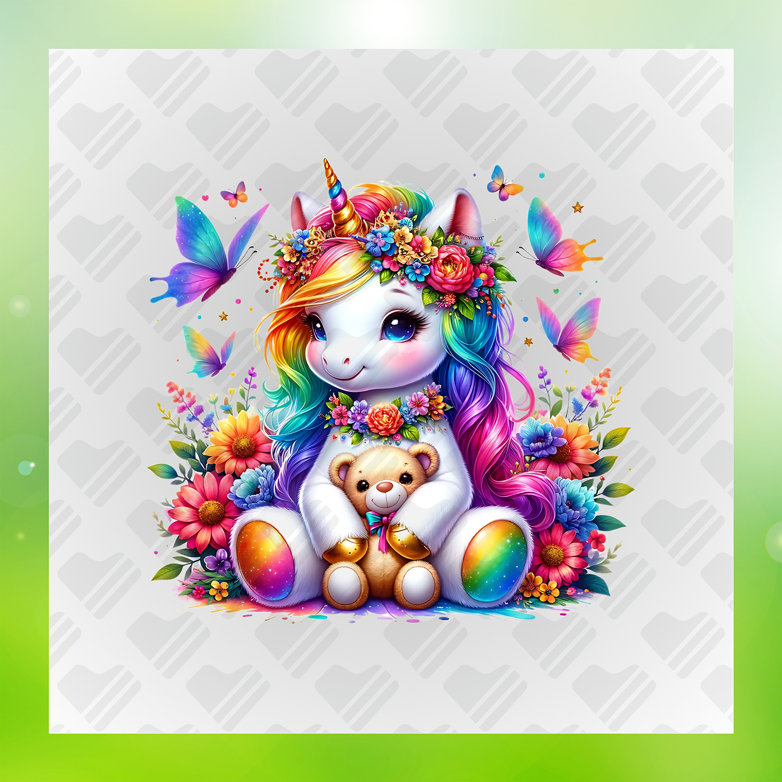 Unicorns Floral Fairytale Transfer