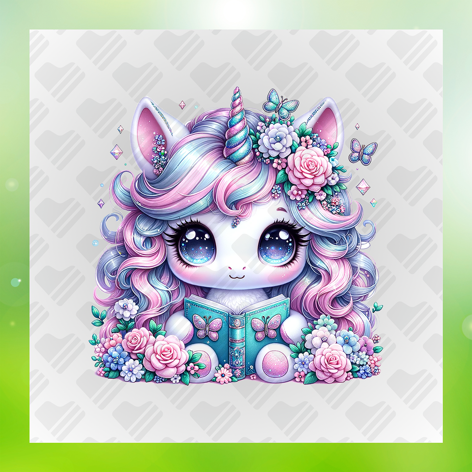 Floral Fantasy Unicorn Transfer