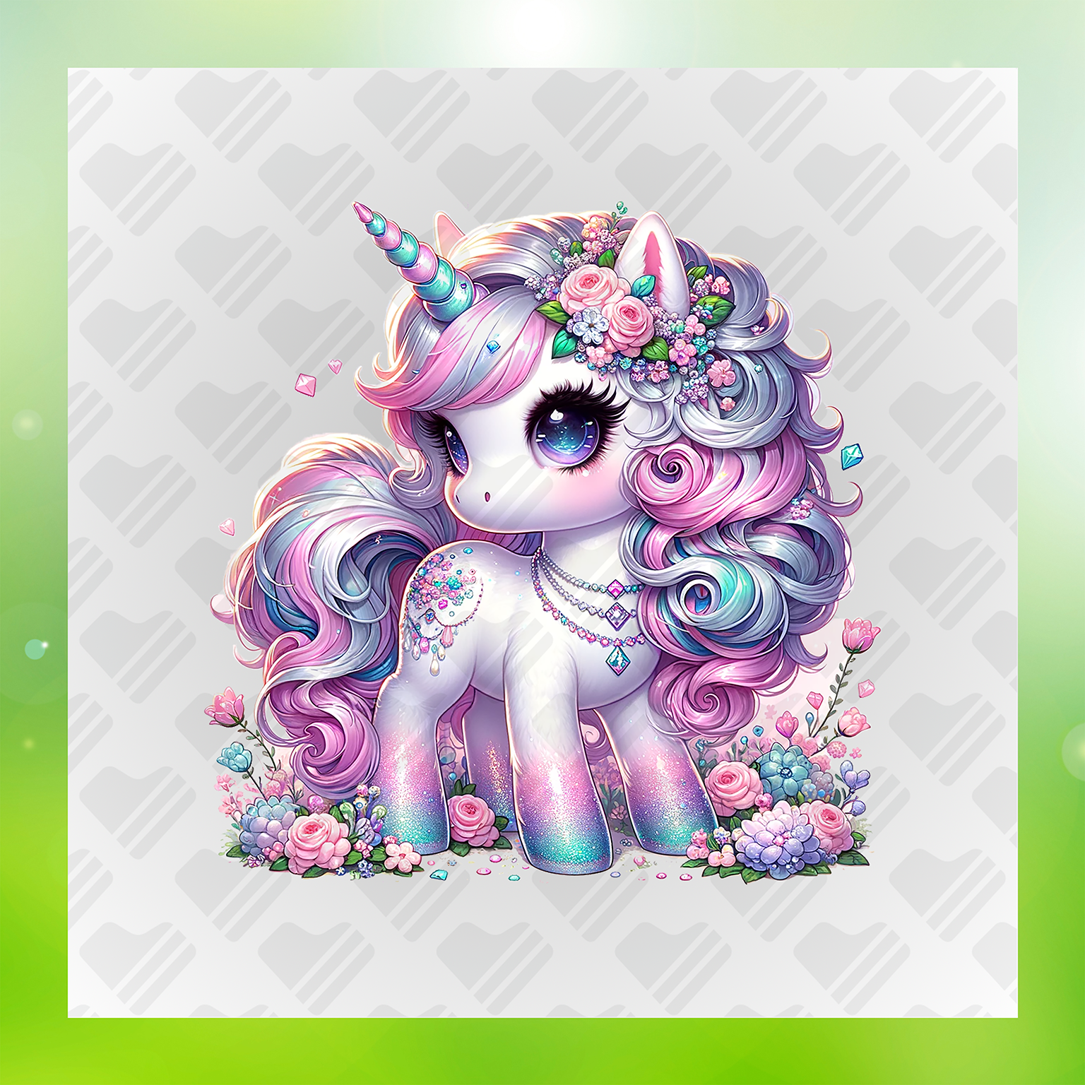 Unicorns Sparkle And Petals Transfer