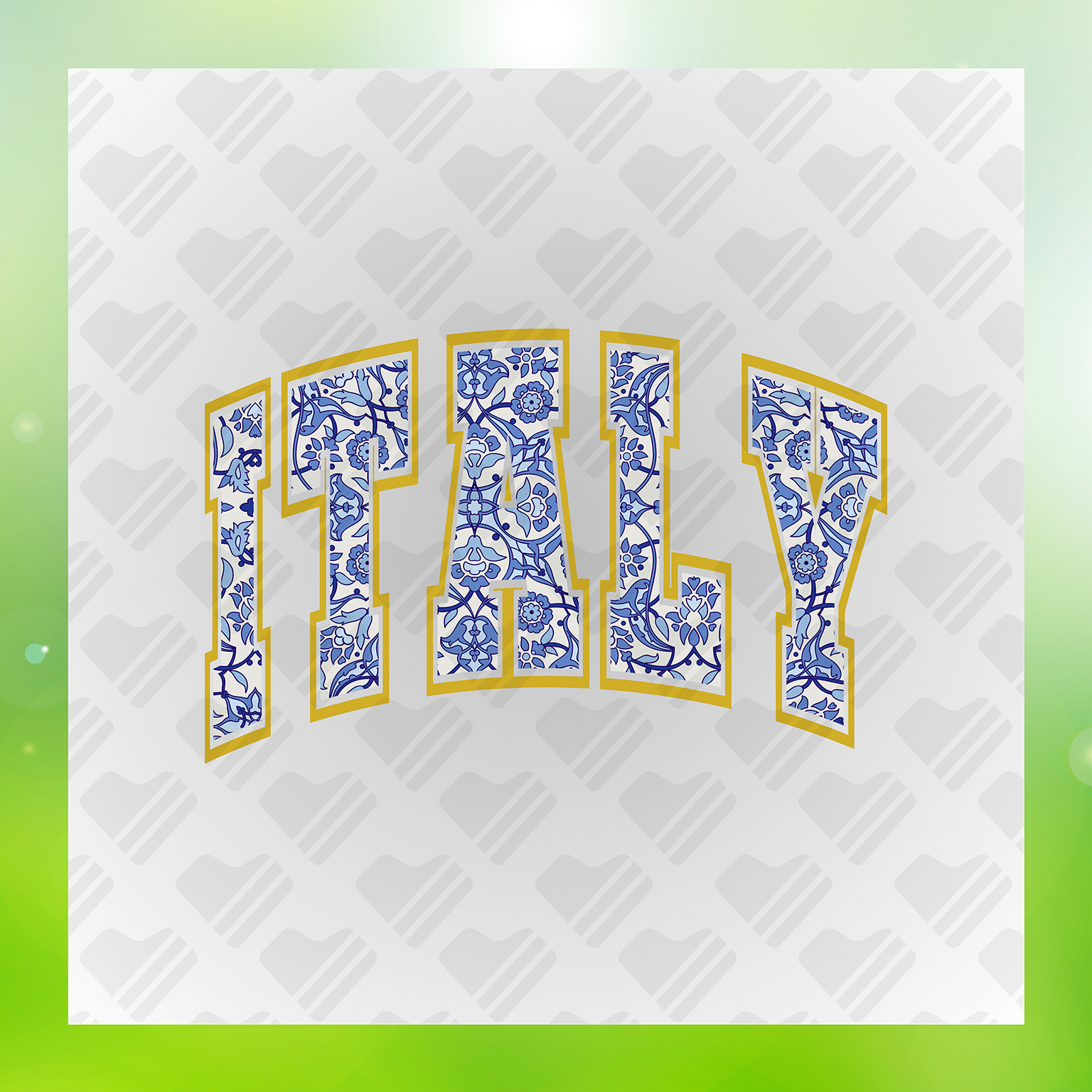 Italy Blue Flowers Art Transfer
