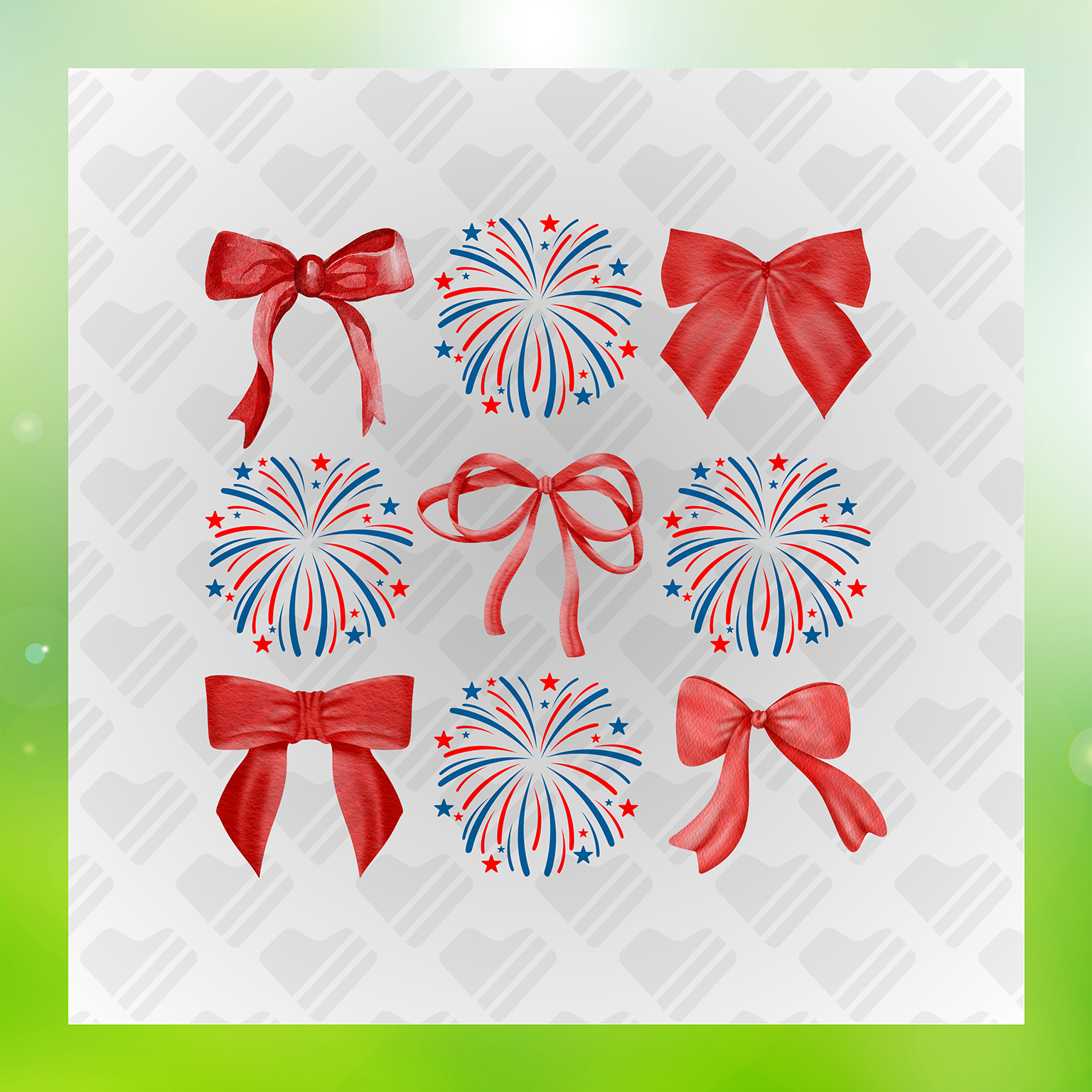 Festive Fireworks & Ribbons Transfer