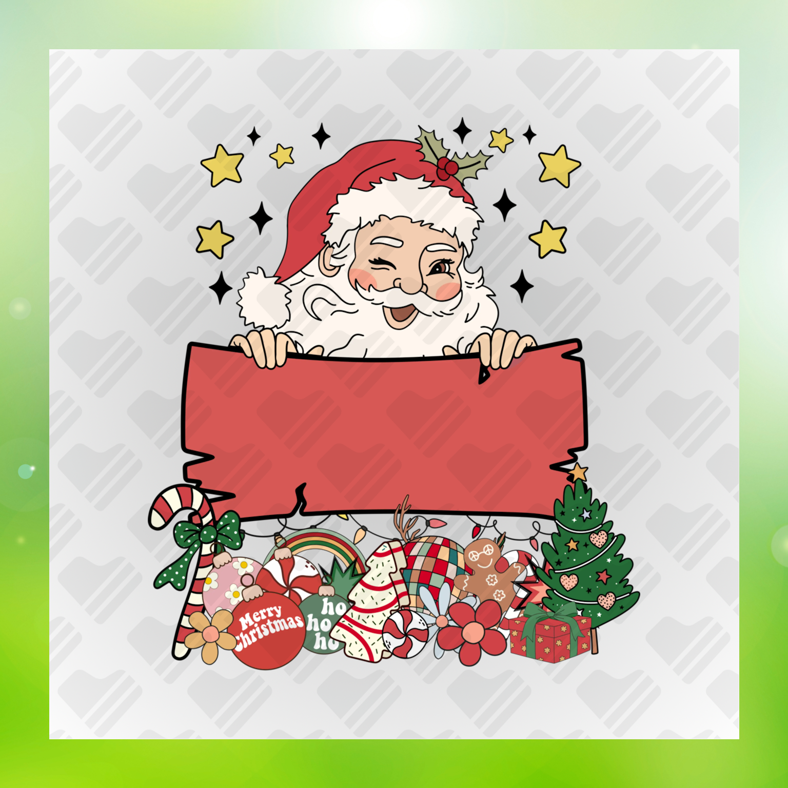 Merry Christmas Santa Claus Colorful Transfer
