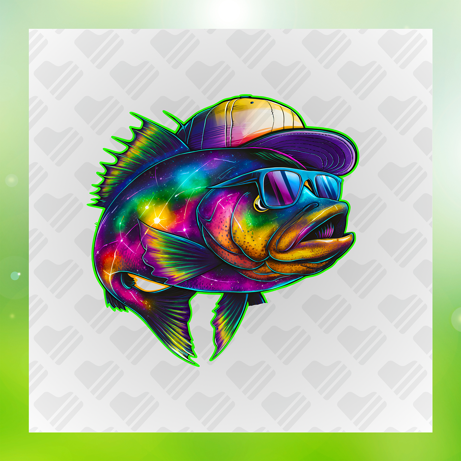 Cosmic Fish Wearing Cap Transfer