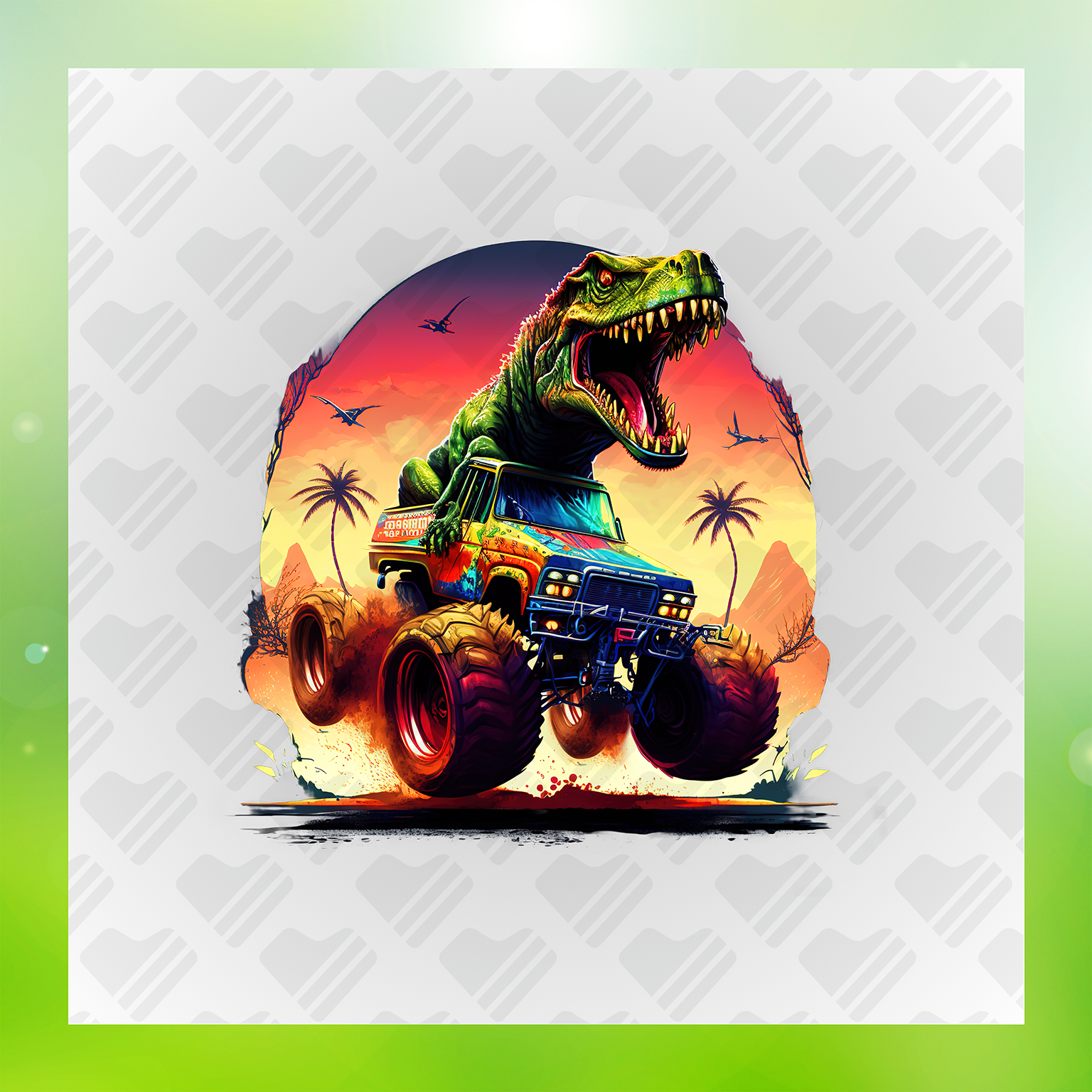 T-Rex in a Tropical Sunset Transfer