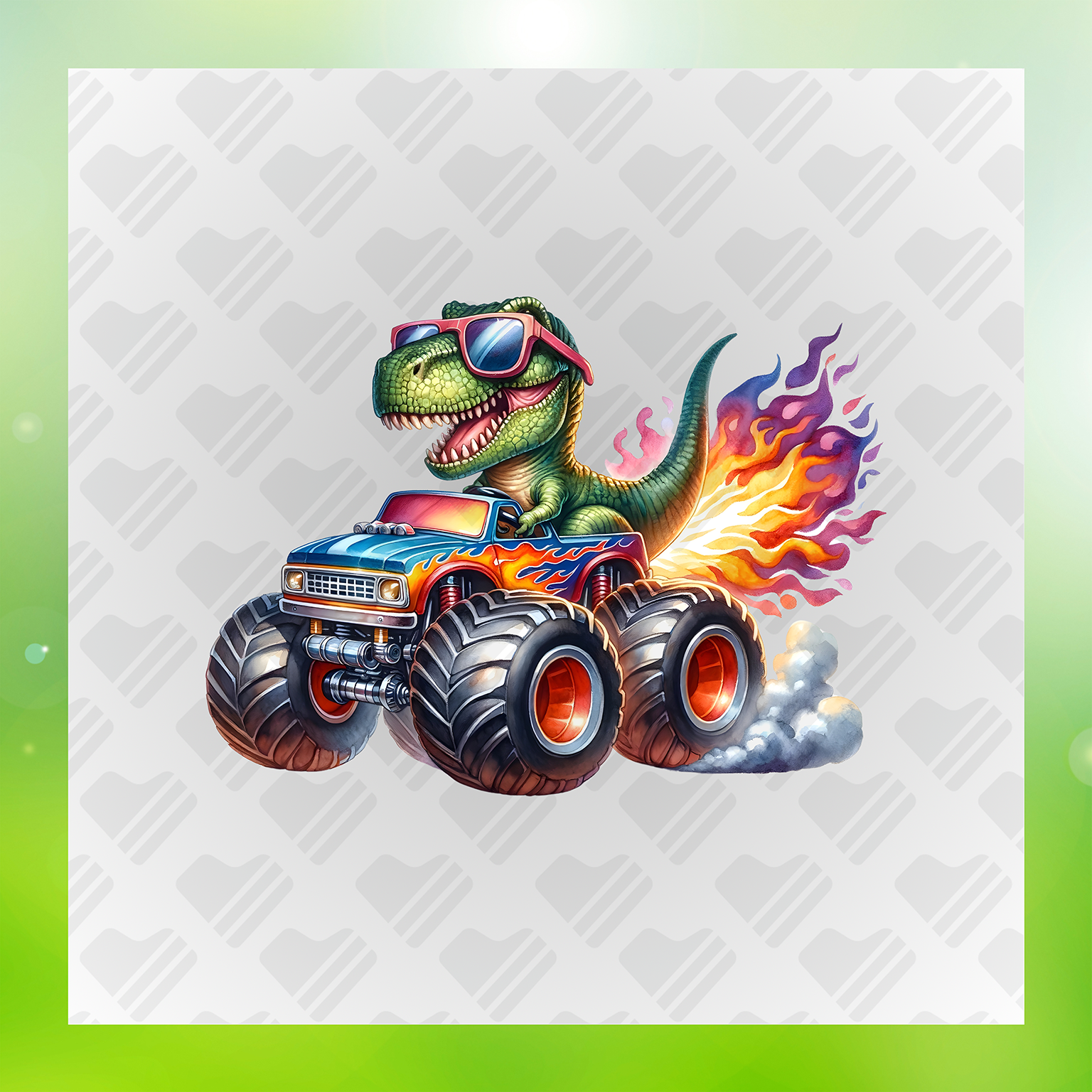 Flames and Wheels Transfer