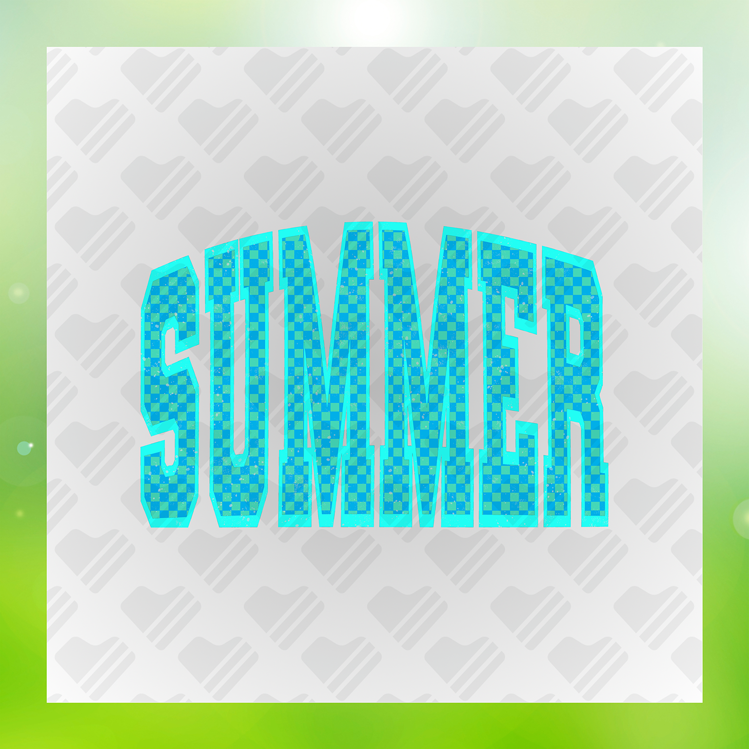 Blue Summer Checkerboard Transfer