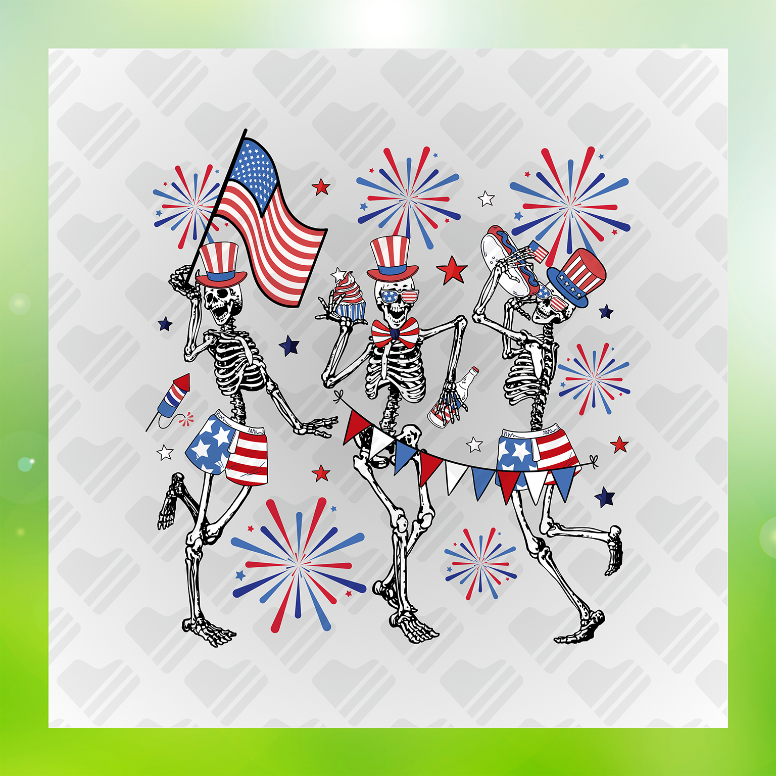 Patriotic Skeletons Dance Transfer