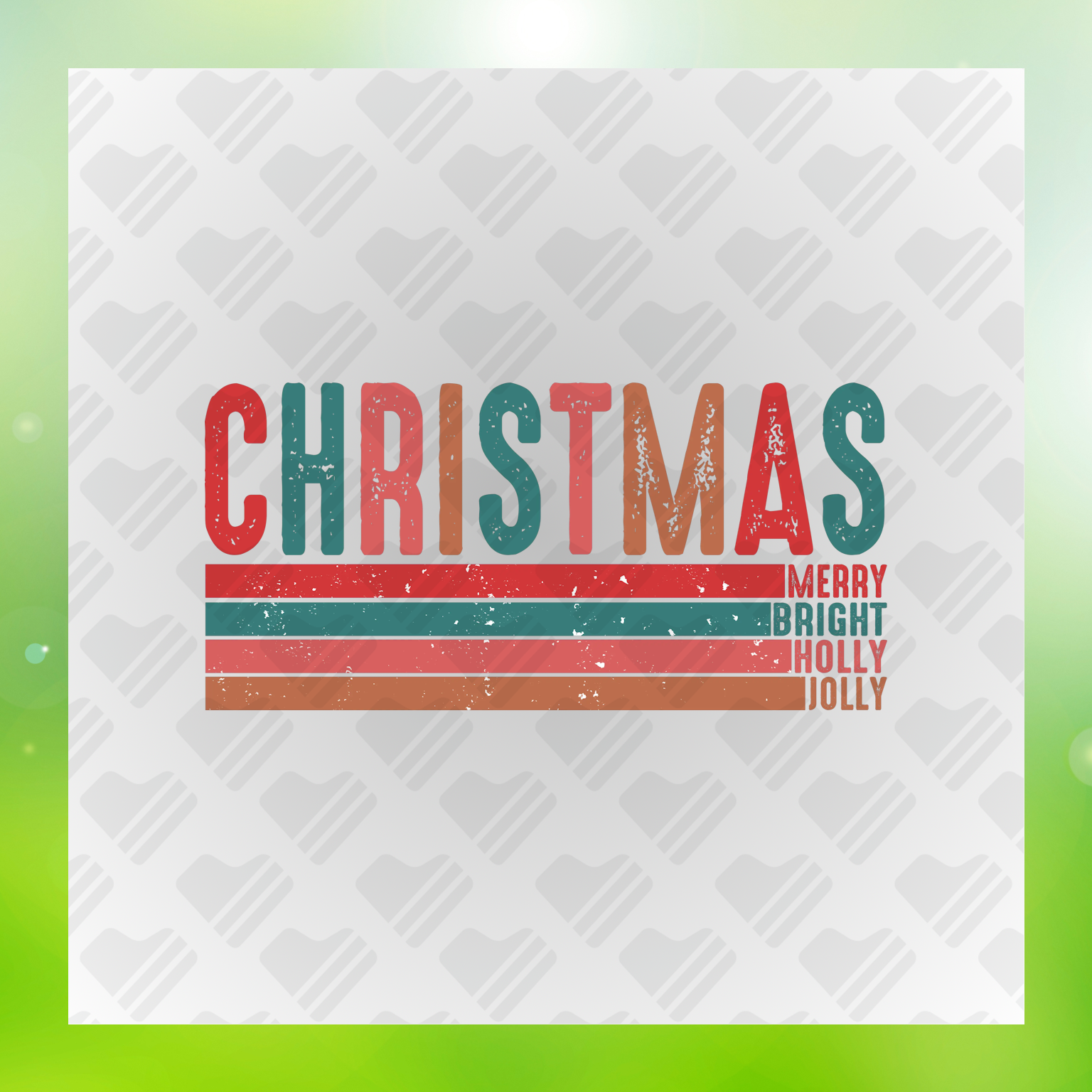 Christmas Merry Bright Holly Jolly Transfer