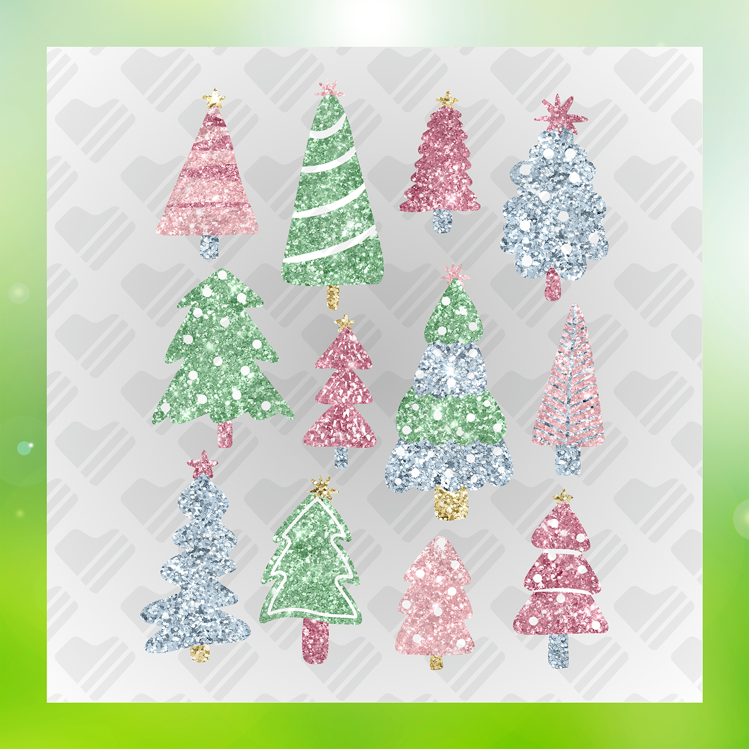 Sparkly Christmas Trees Transfer
