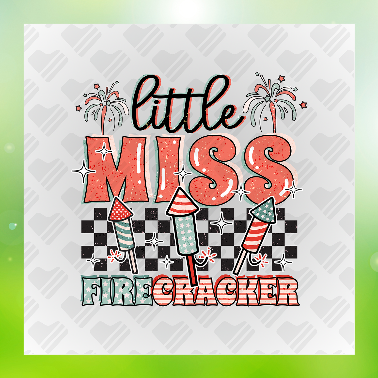 Little Miss Firecracker Colorful Transfer