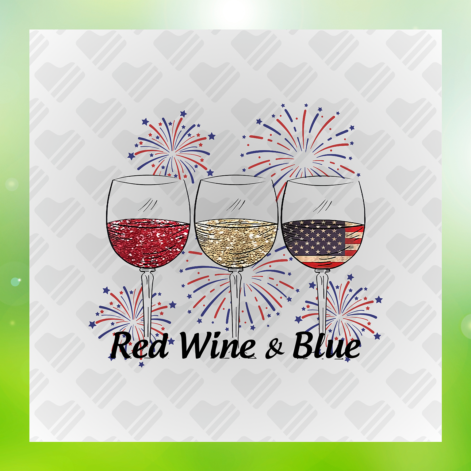 Wine And Fireworks Red Wine & Blue Transfer