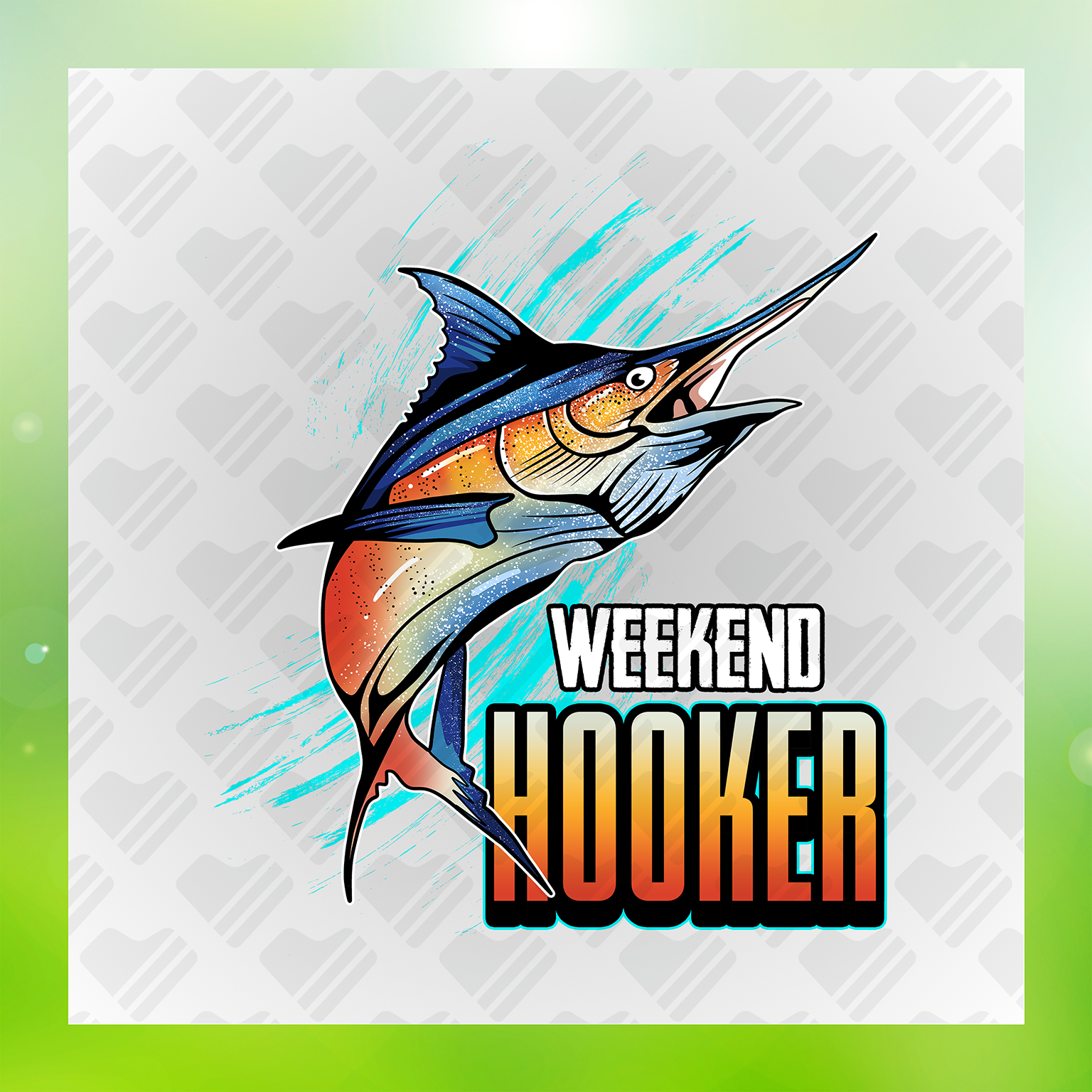 Fishing Life, Weekend Hooker Faux Glitter Transfer