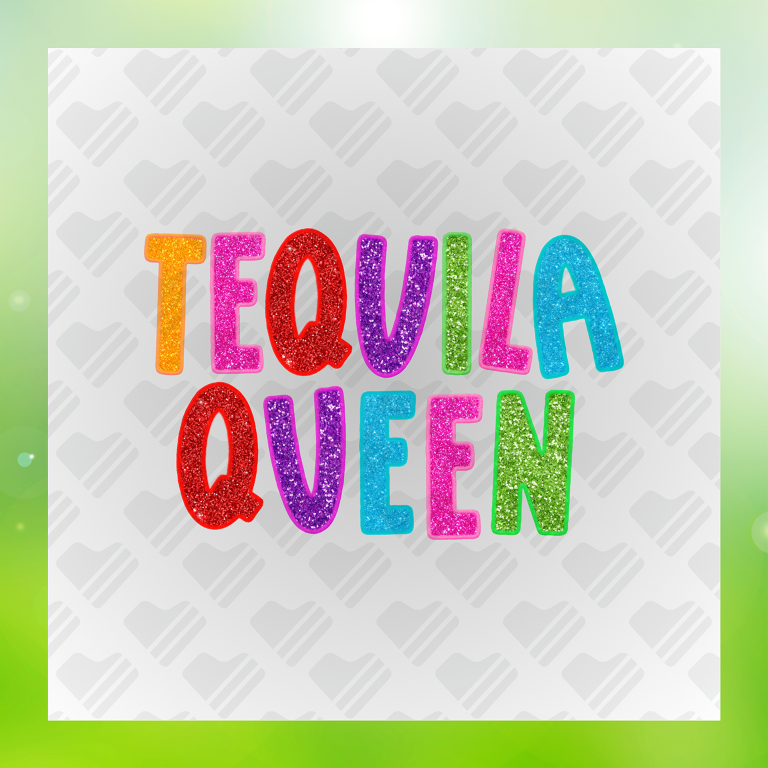 Faux Glitter Tequilla Queen Transfer