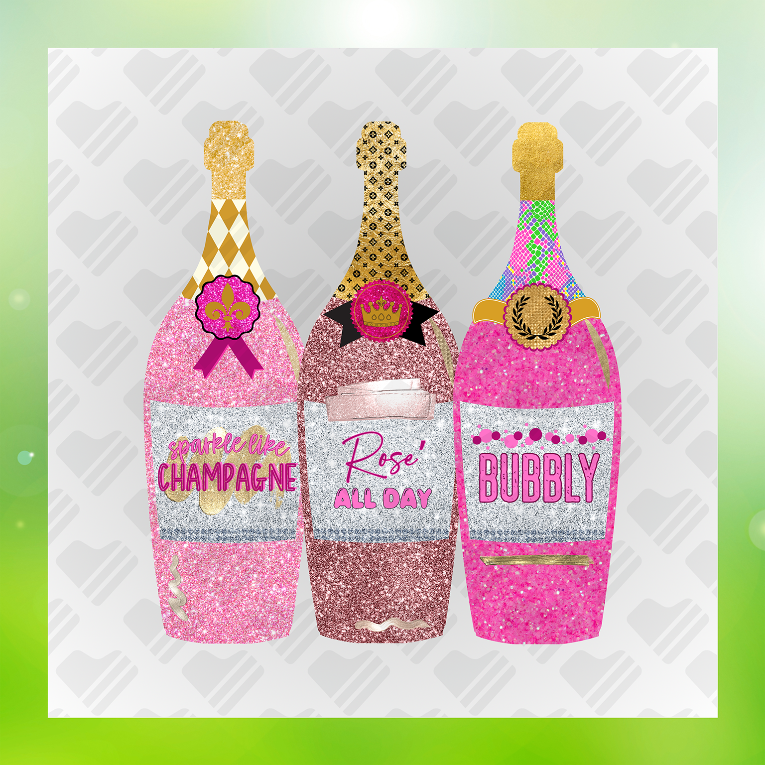 No Mess Champagne Bottles Transfer