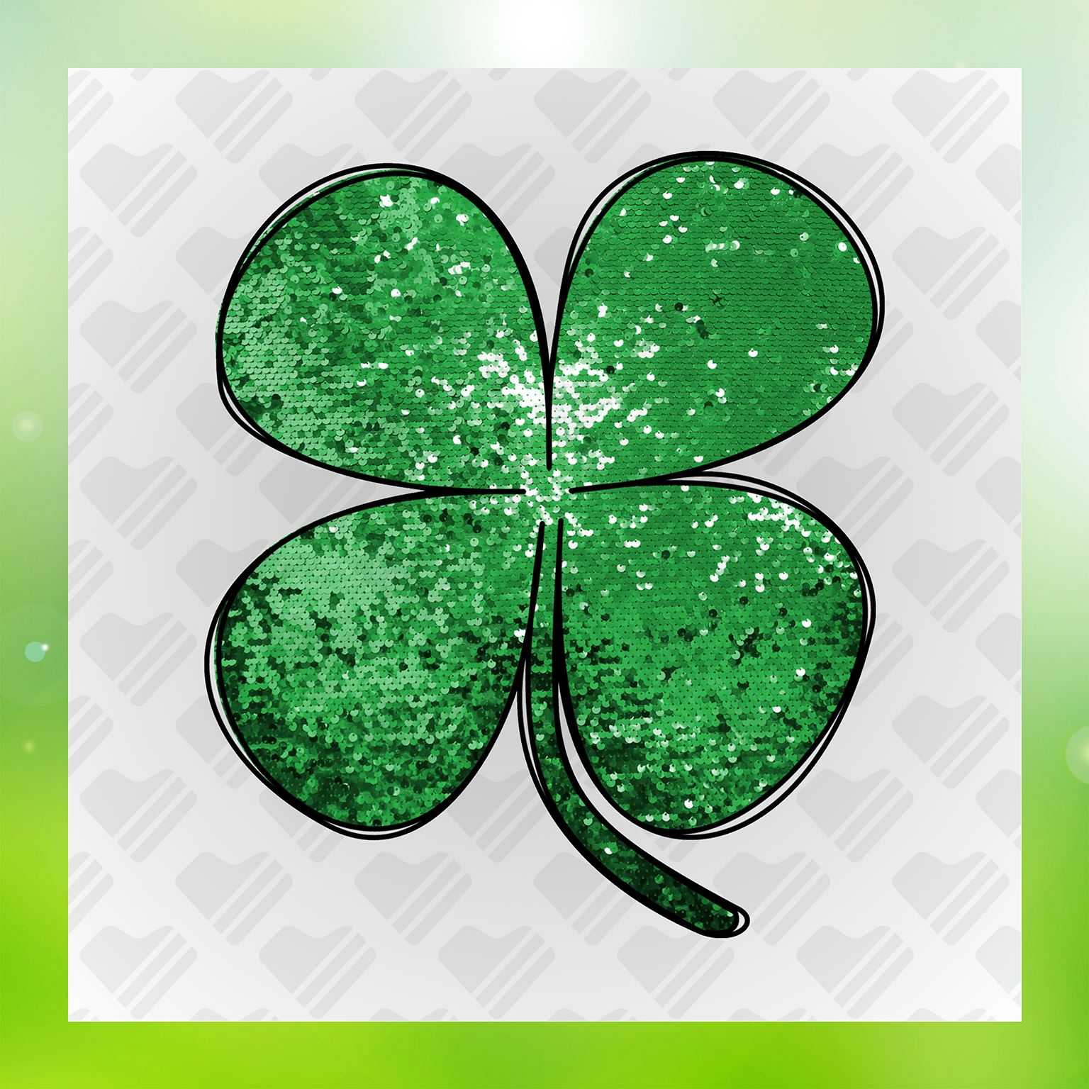 St.Paddy's Day Glitter Look, No Mess Clover Transfer