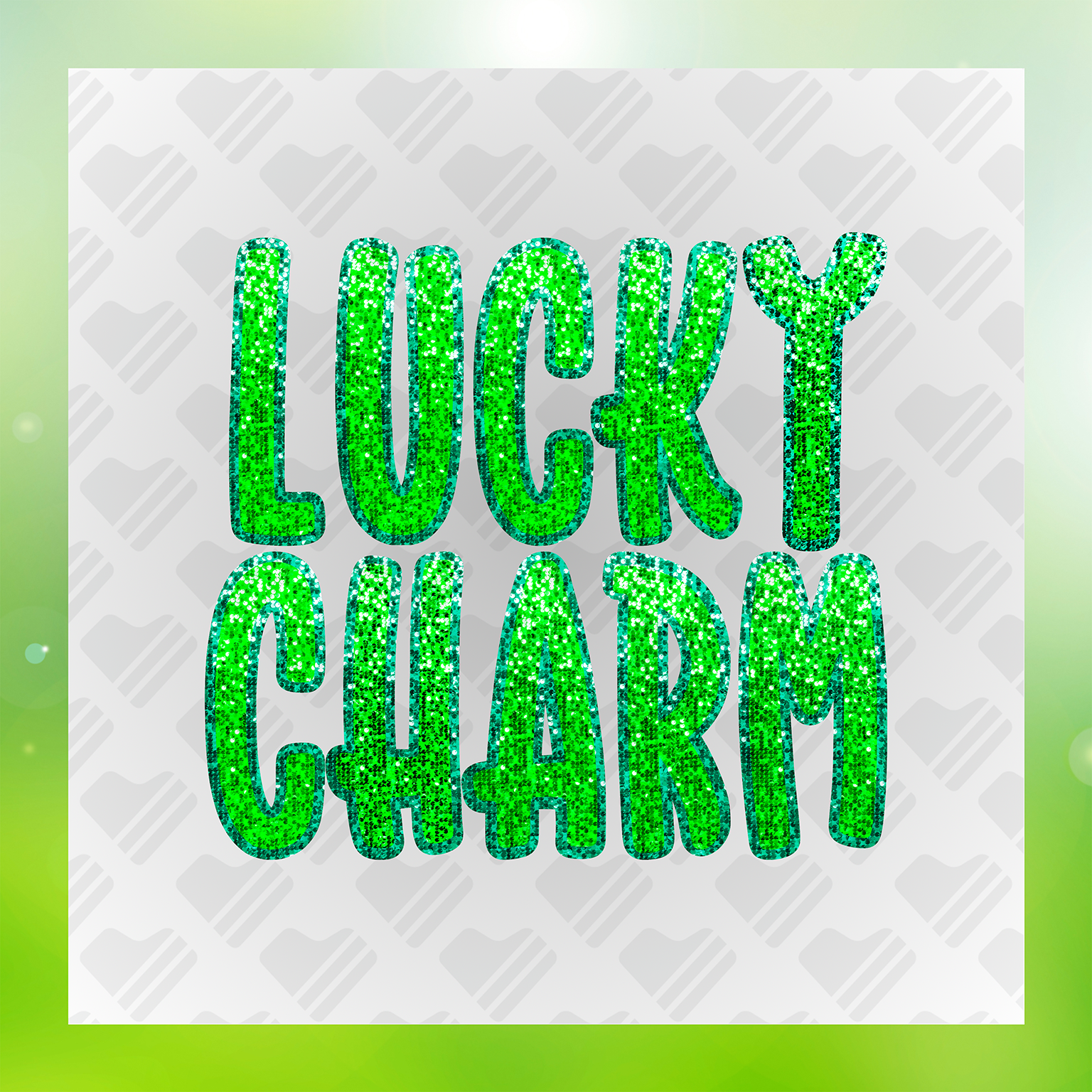 St.Paddy's Day Glitter Look, No Mess Lucky Charm Transfer