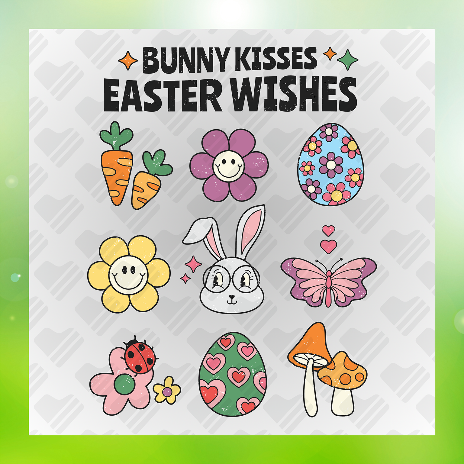 Bunny Kisses Easter Wishes Transfer