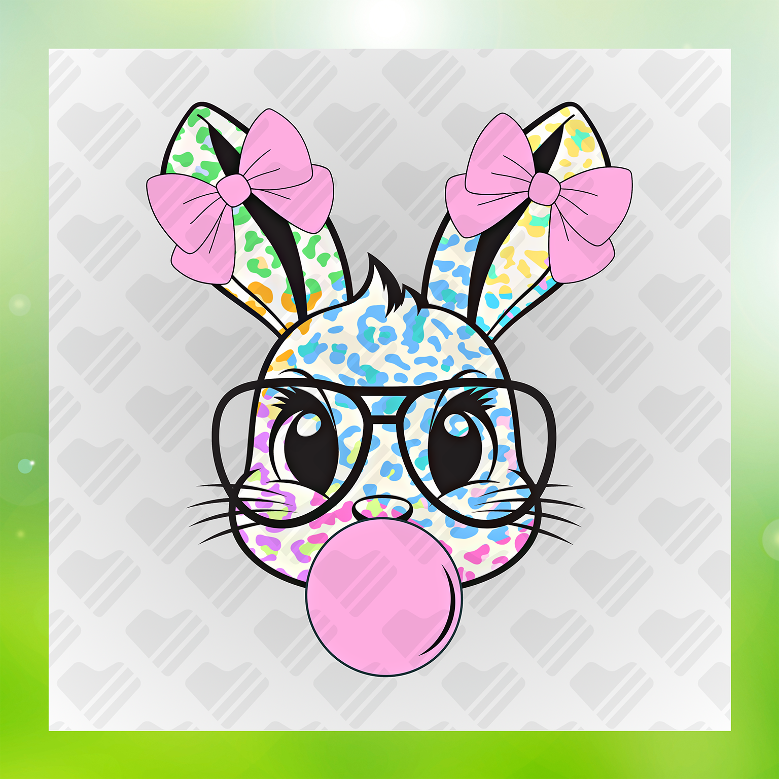 Colorful Bunny With Bubblegum Transfer