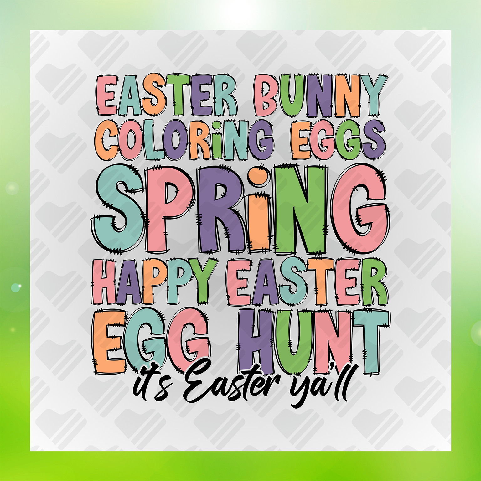 Easter Bunny Colored Eggs Transfer