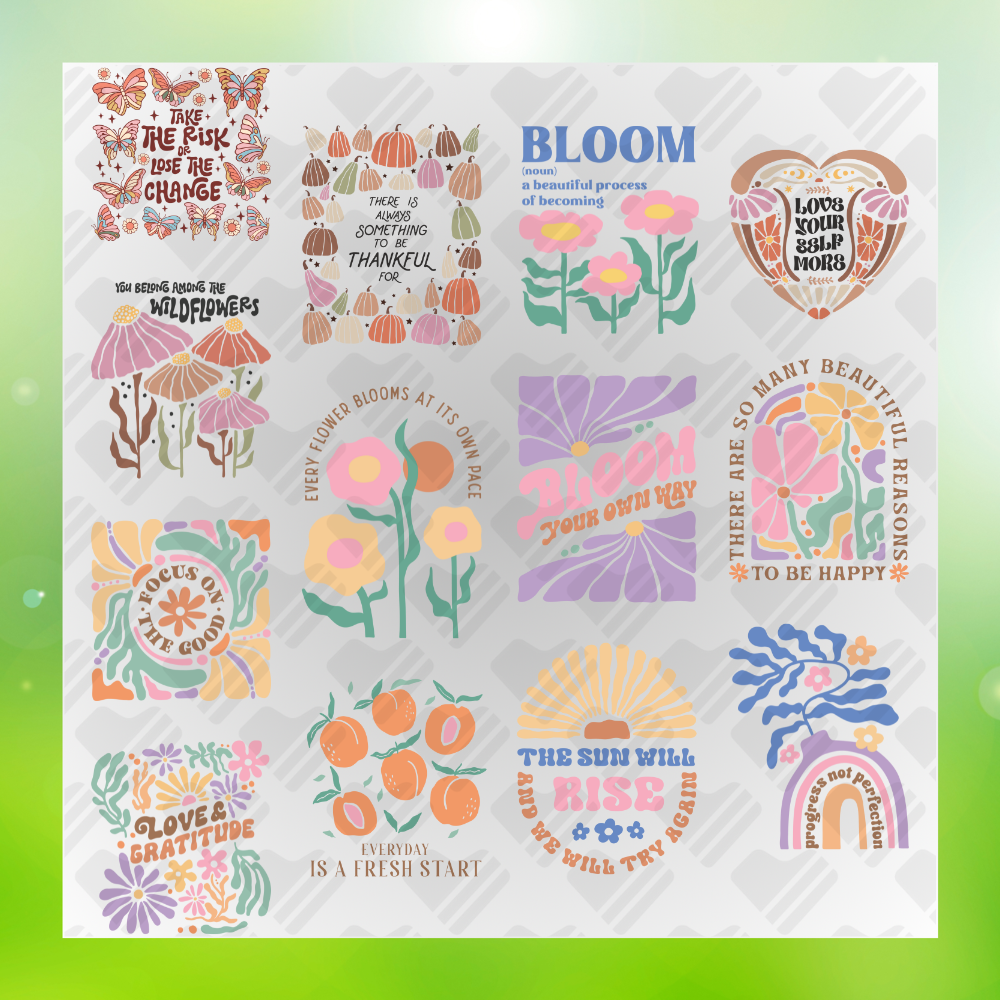 Boho Retro Bundle Boho Retro Flowers Transfer